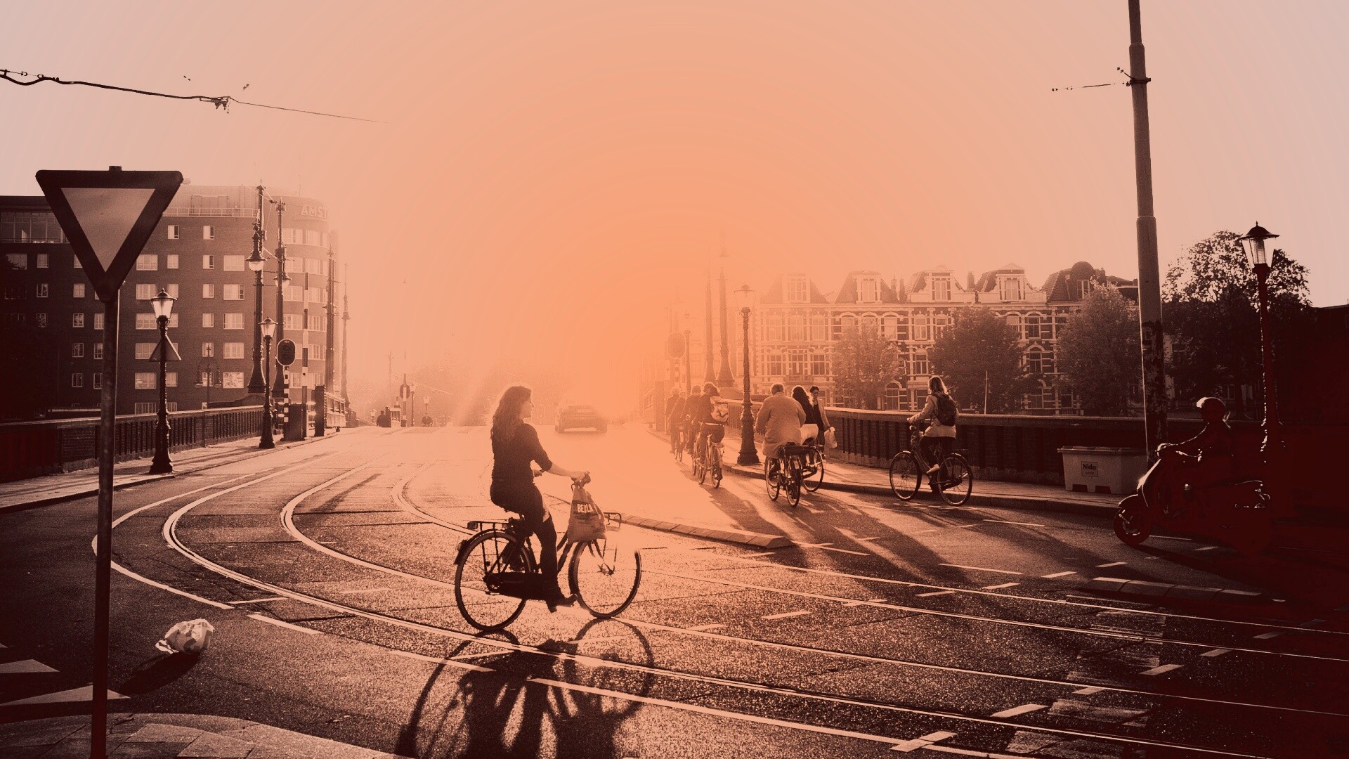 Утро в европейском городе обои