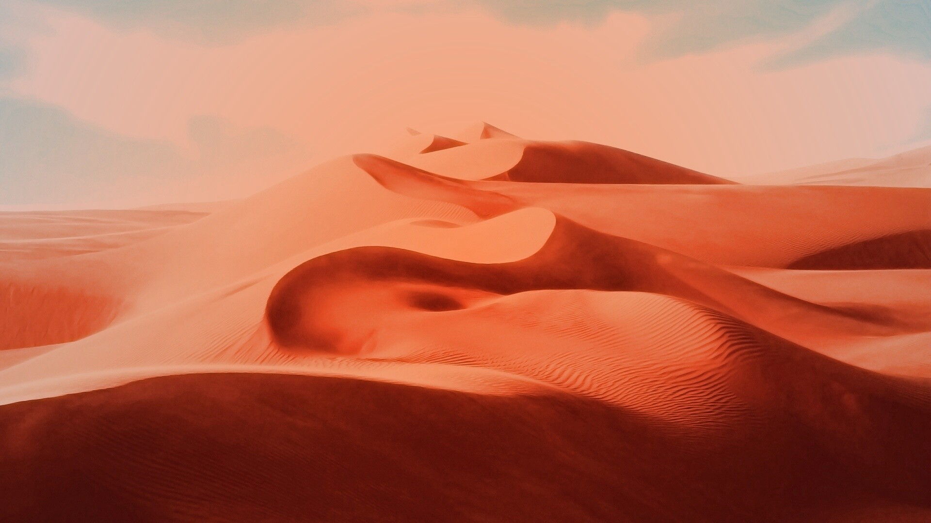 Волнистые барханы обои