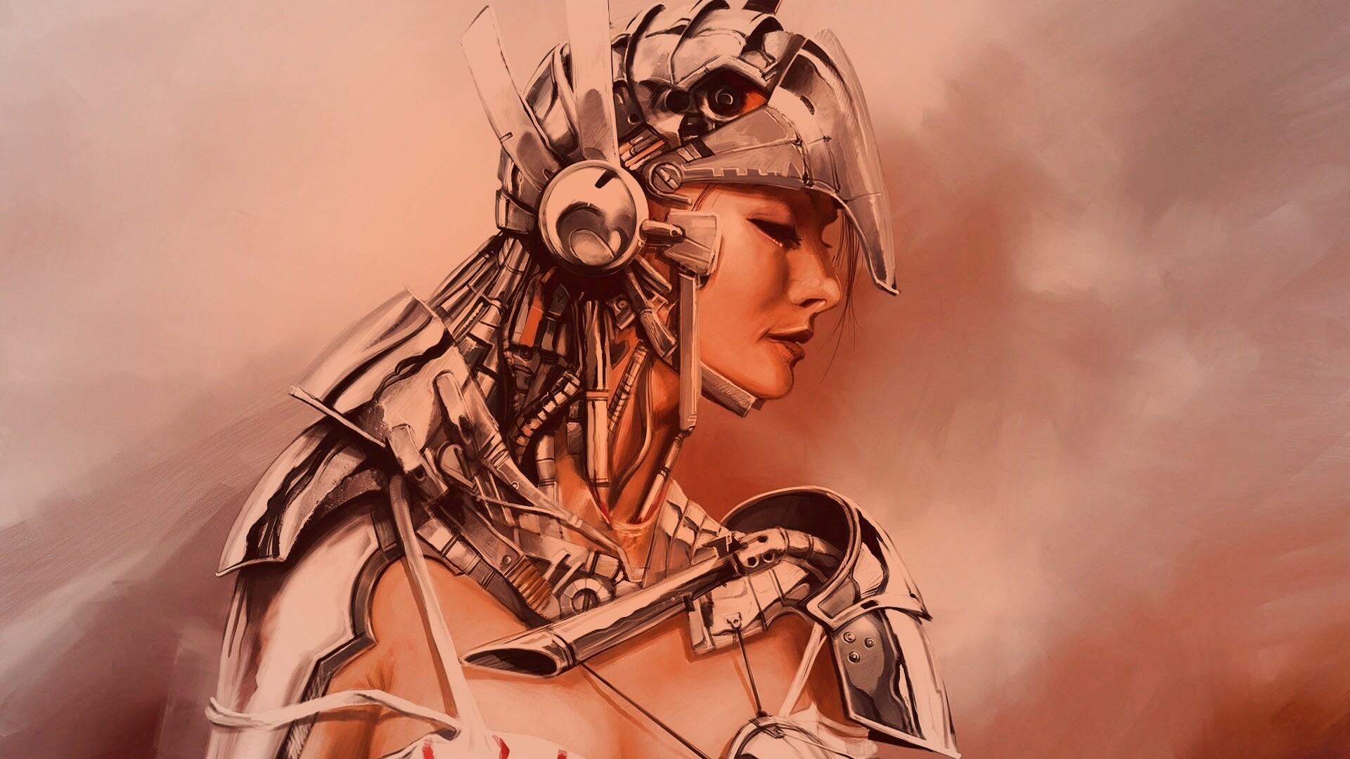 Девушка в силовой броне обои