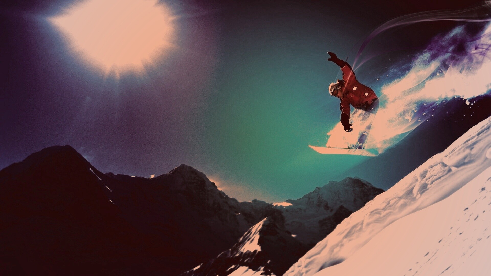 Сноубордист в прыжке обои