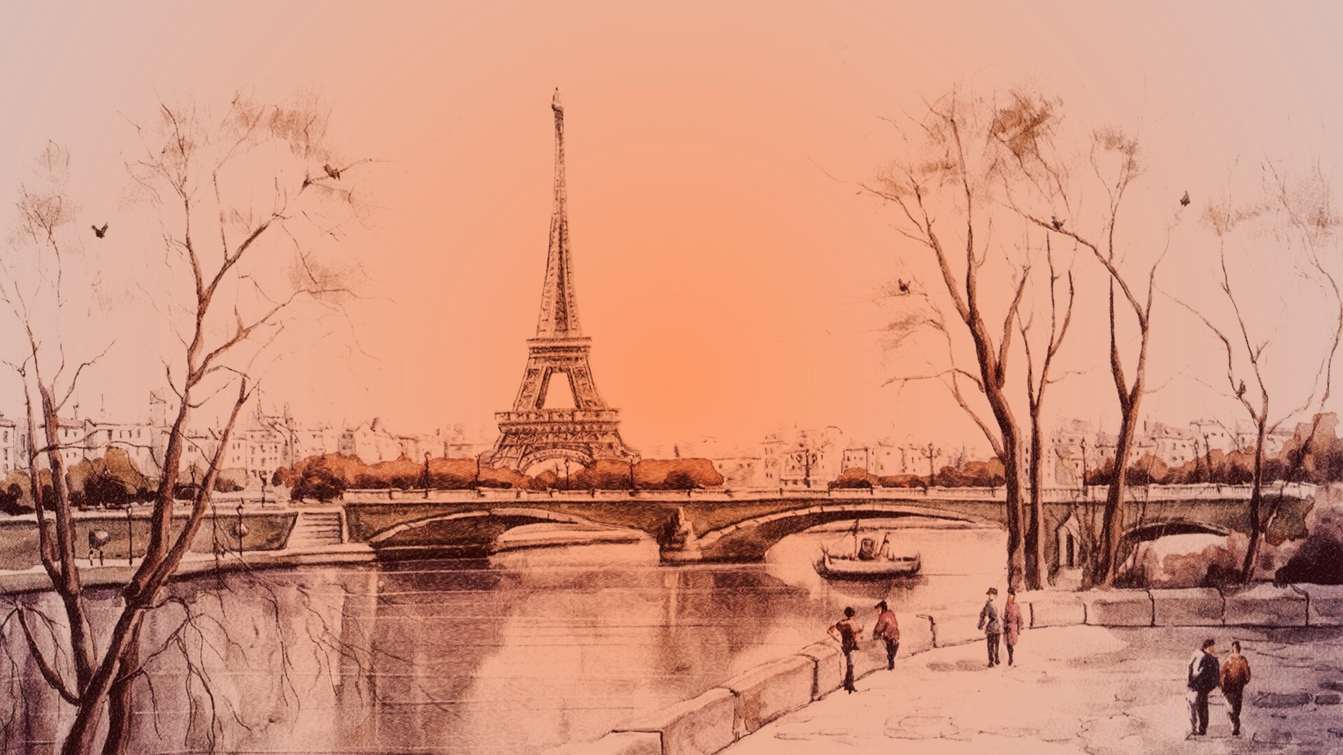 Рисунок Эйфелевой башни обои