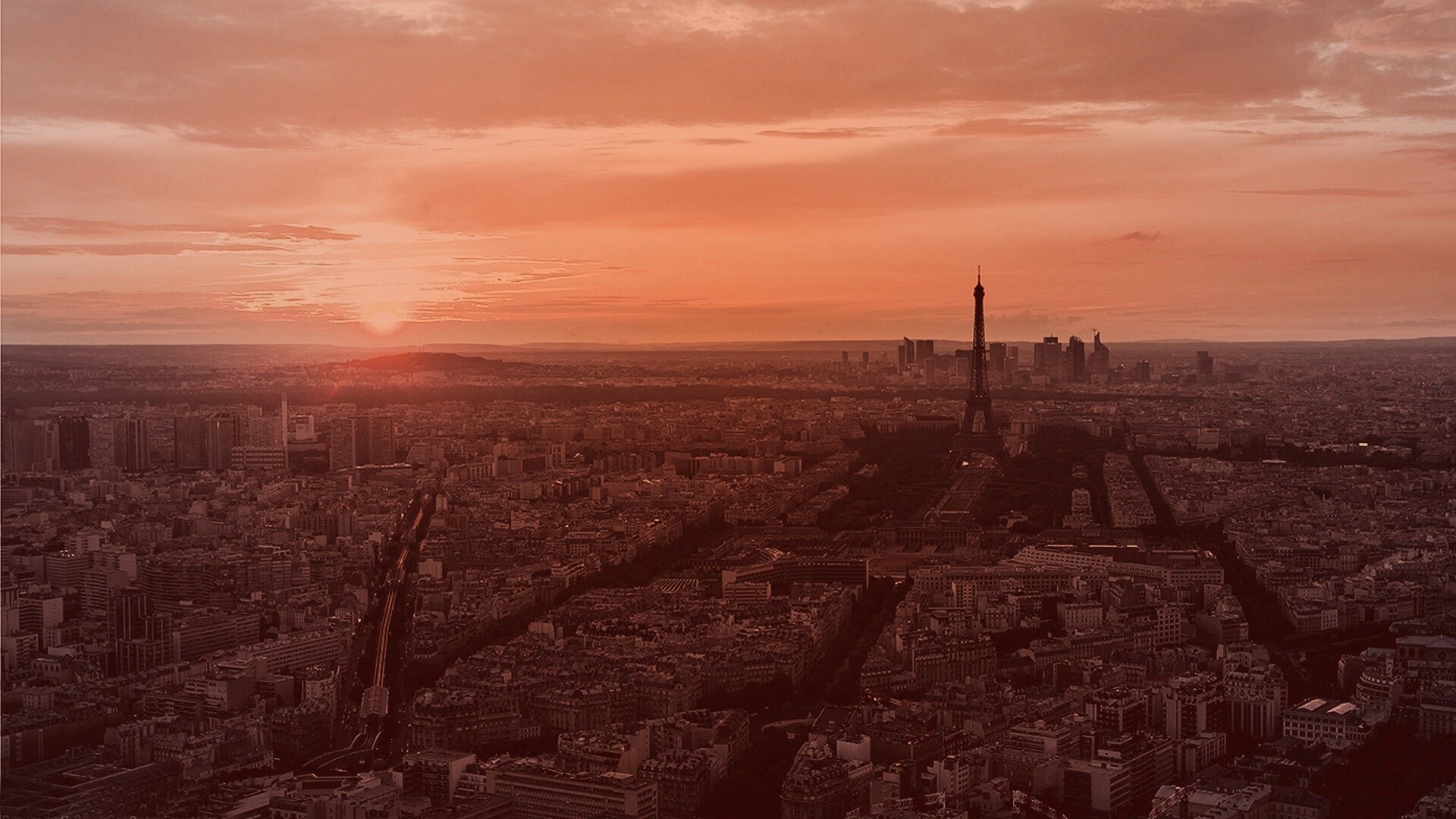 Вид на вечерний Париж обои