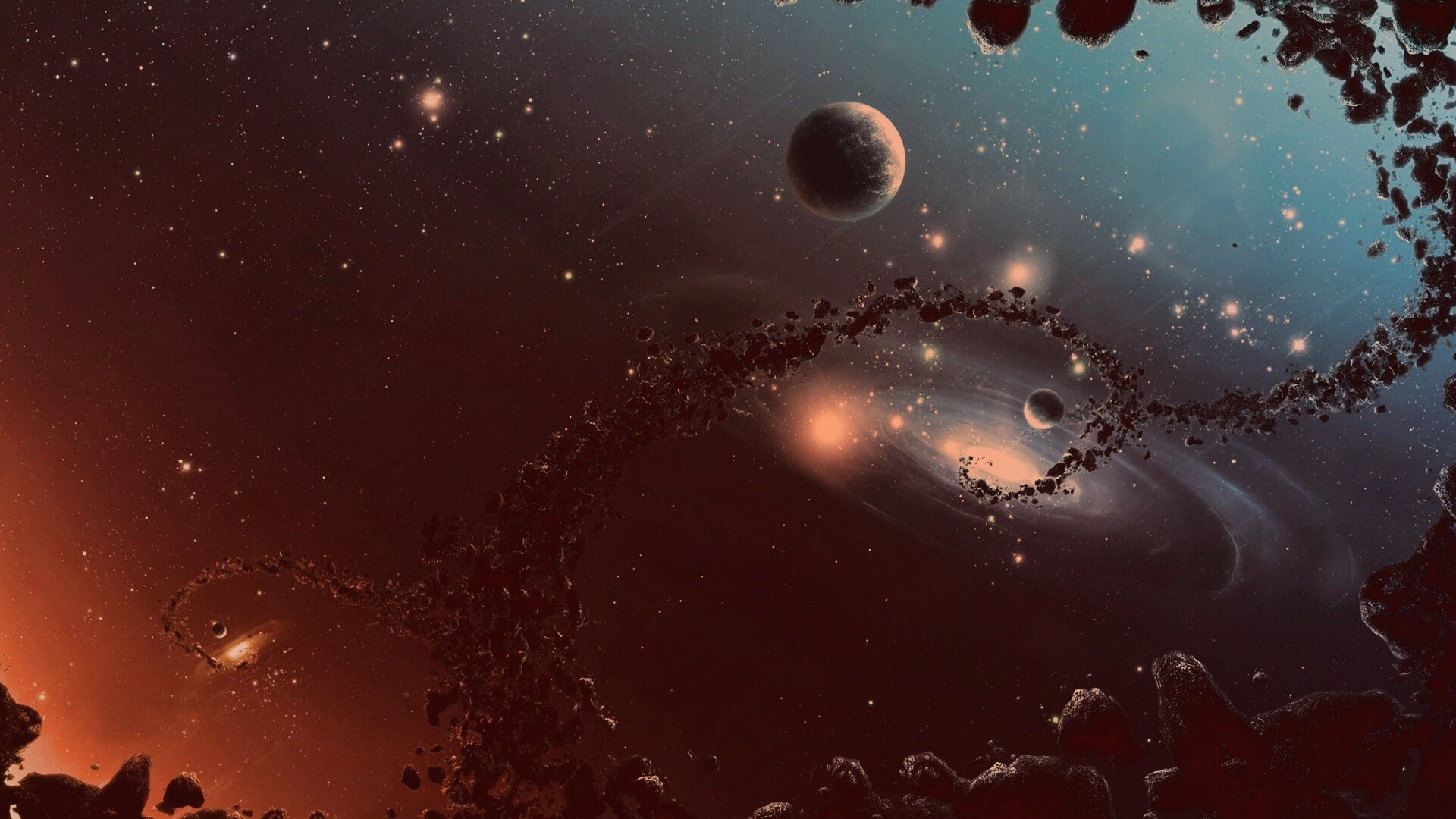 Причудливый пояс астероидов обои