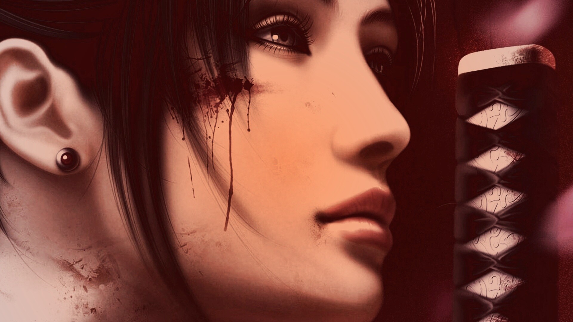 Японка с катаной обои