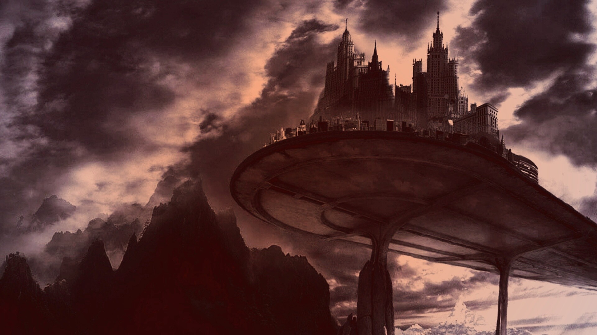 Город на вершине скал обои