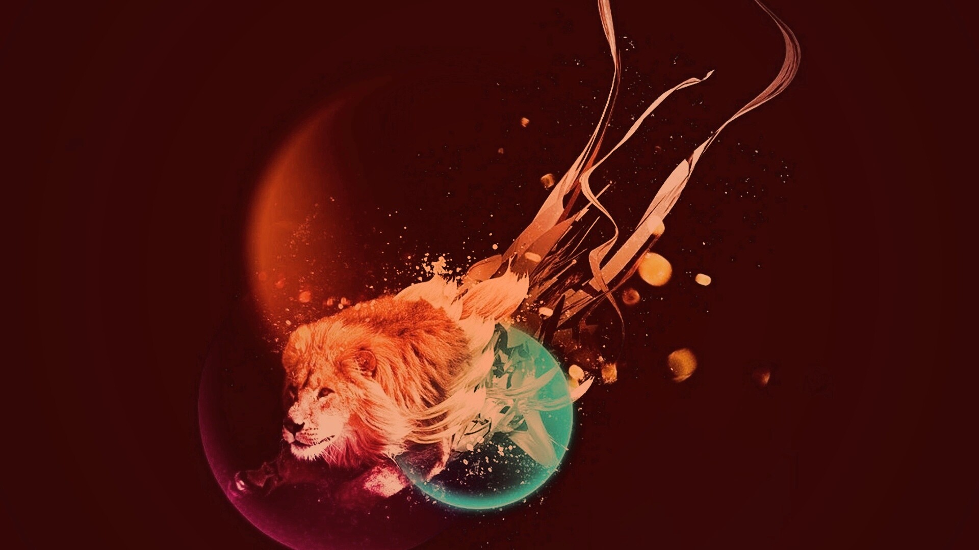 Лев в абстарктой фигне обои