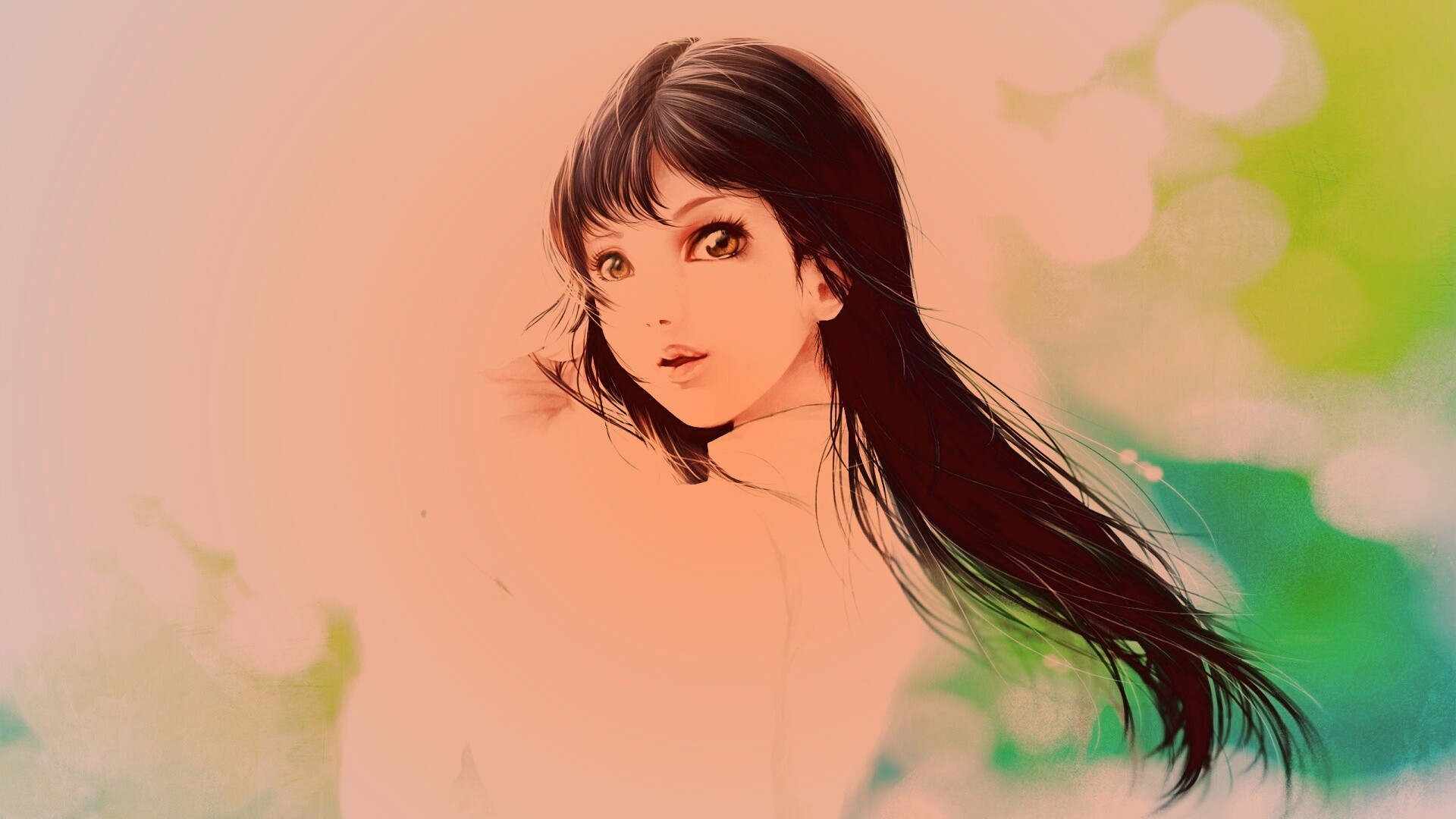 Девушка вполоборота обои