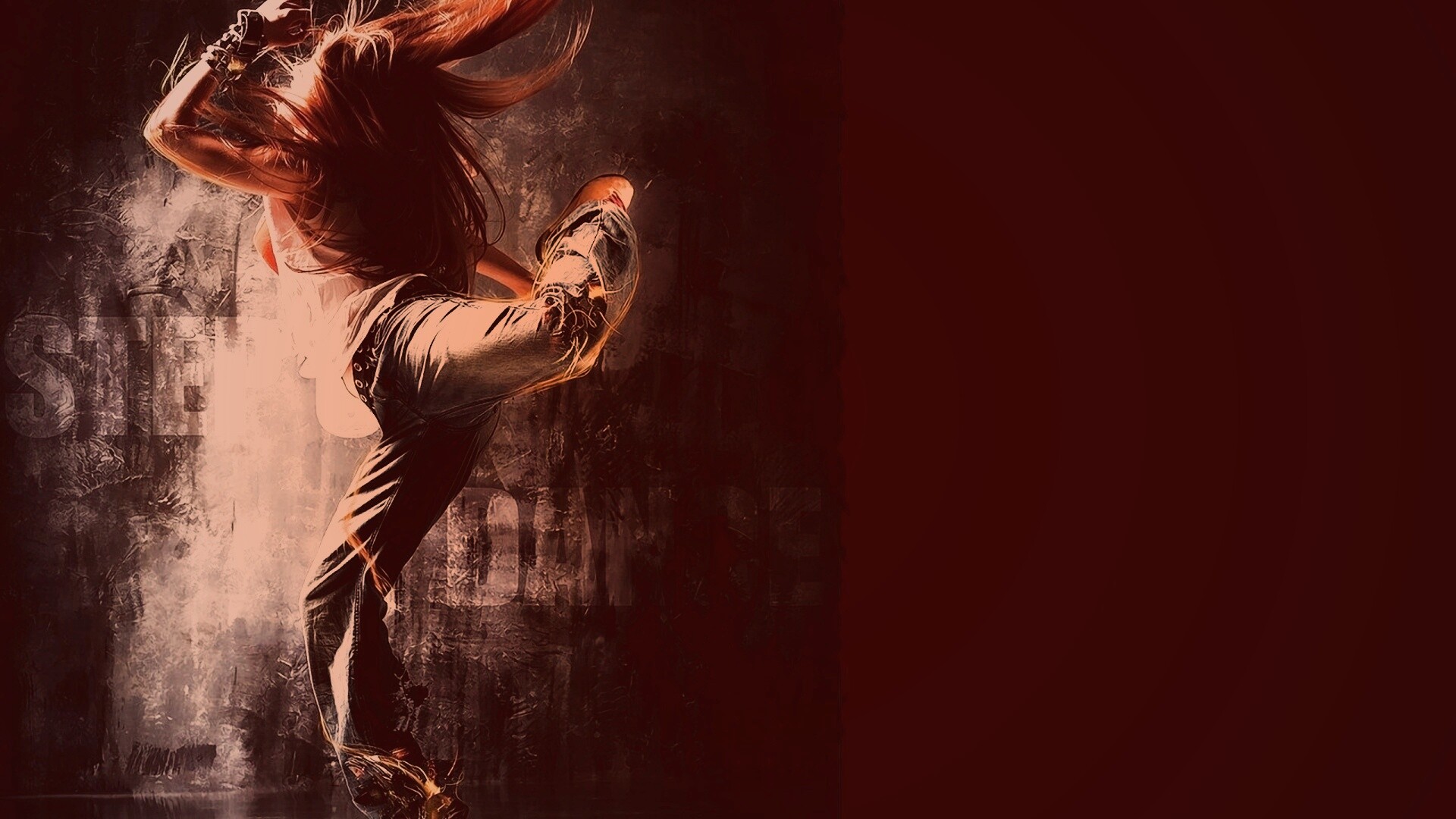 Девушка в диком танце обои