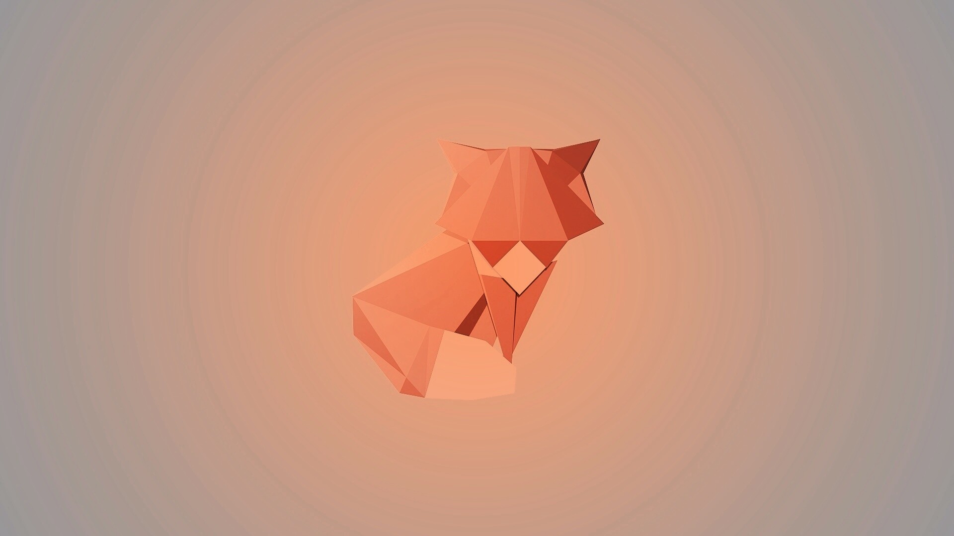 Origami fox обои