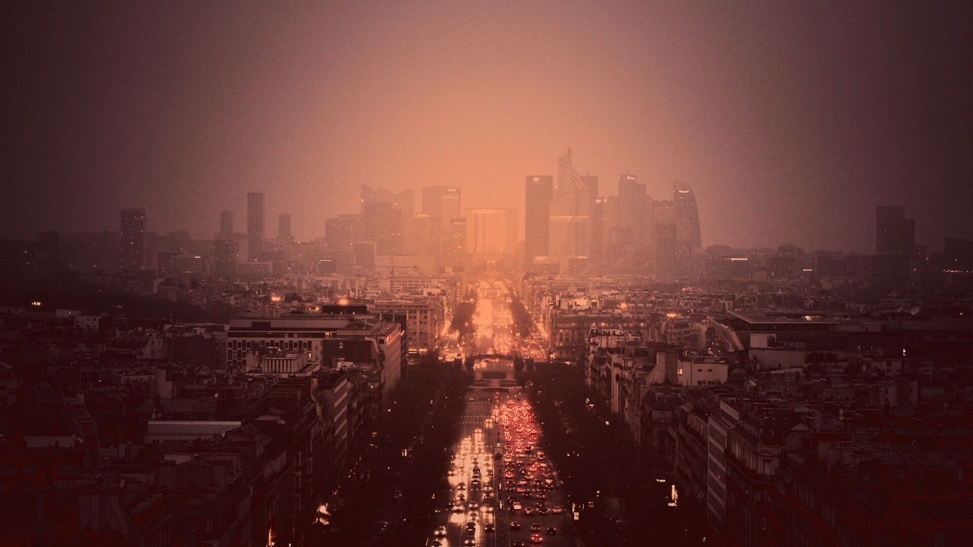 Ночной город в тумане обои