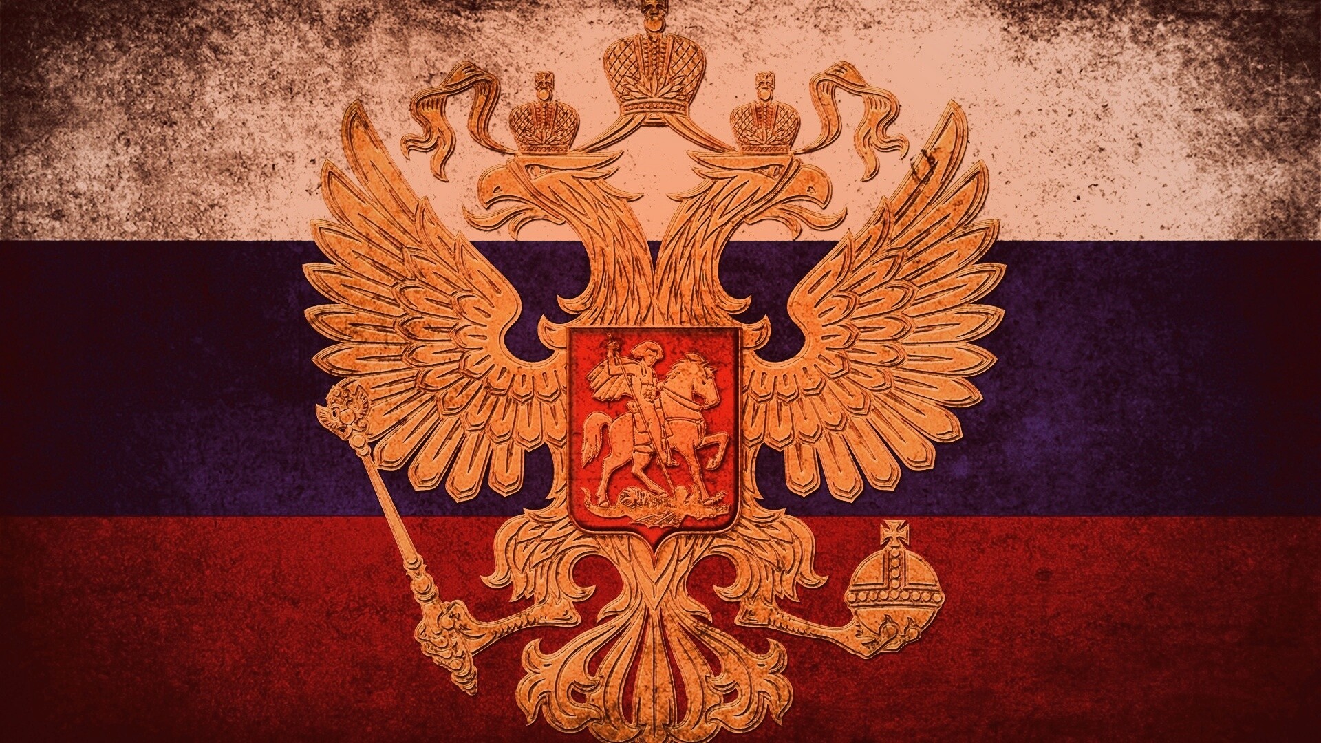 Флаг России в стиле гранж обои