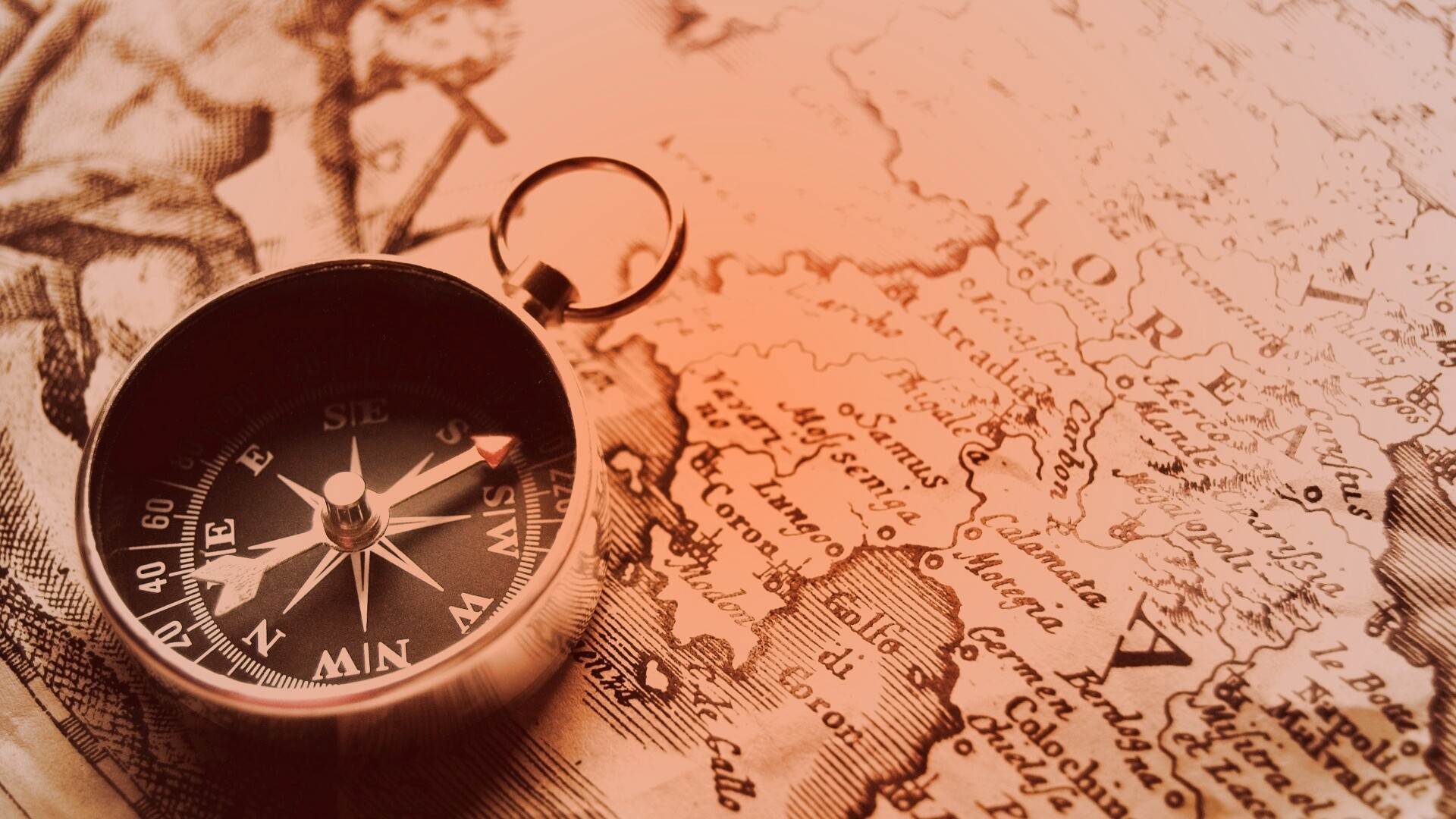 Компас и карта обои
