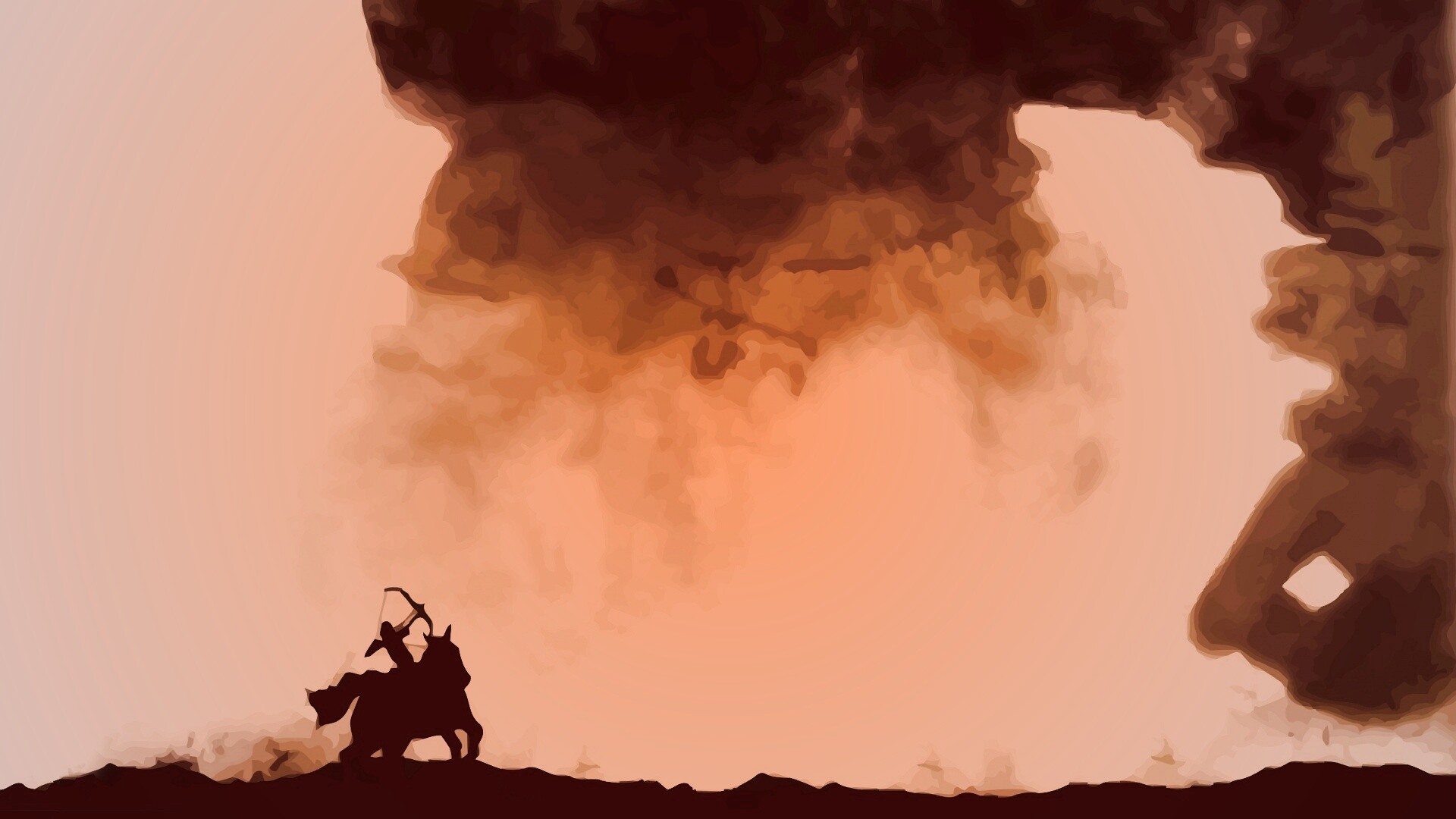 Всадник и огромный голем обои