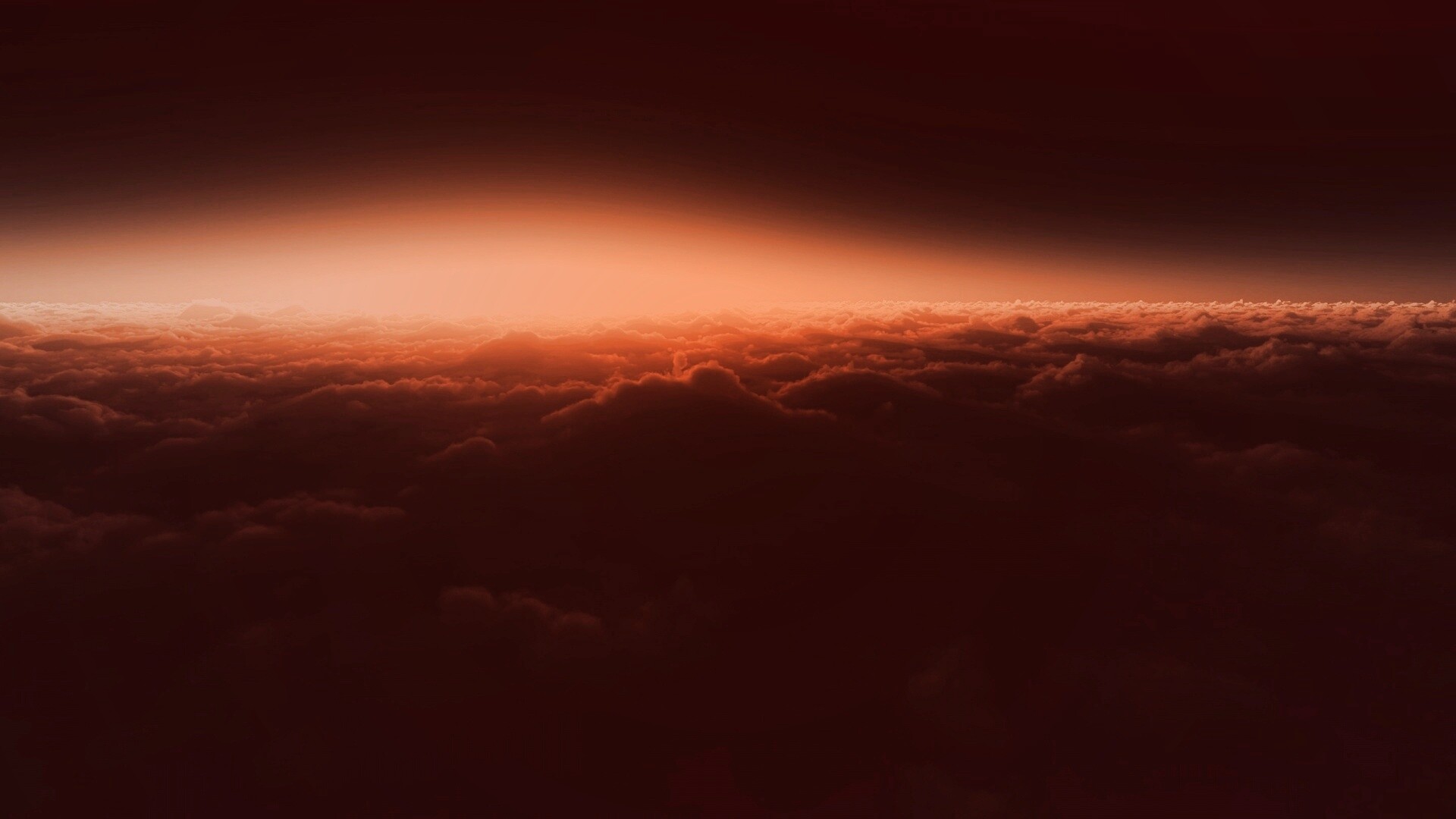 Закат над облаками обои