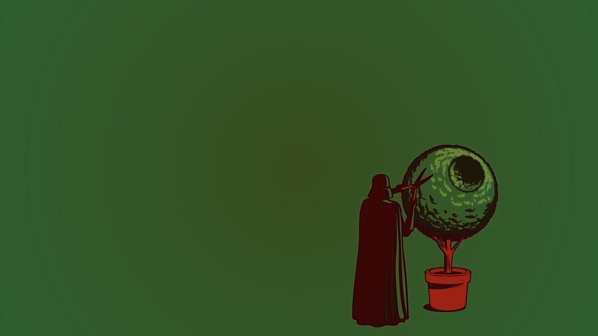 Дарт Вейдер постригает куст обои