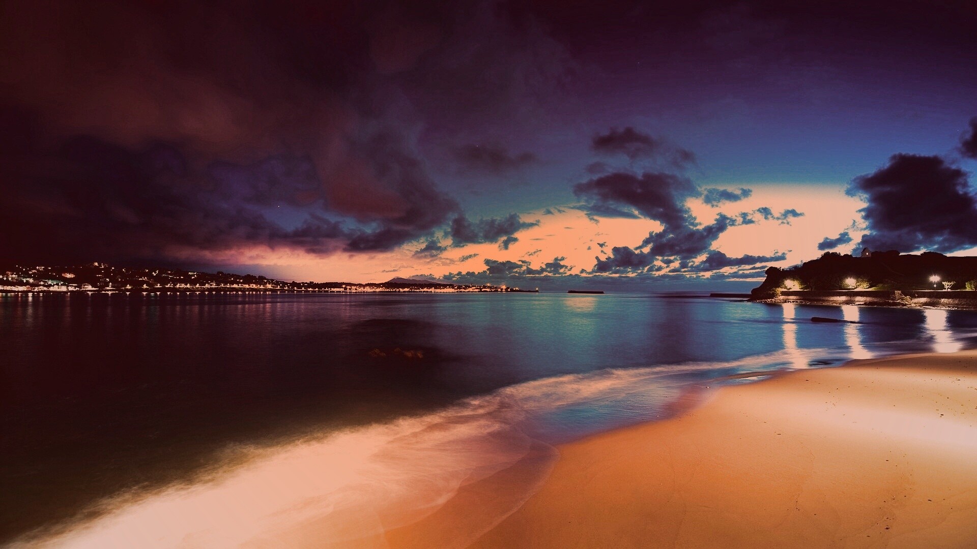 Пляж во франции ночью обои