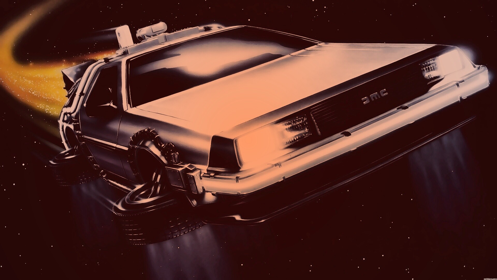 Летающий Делореан обои