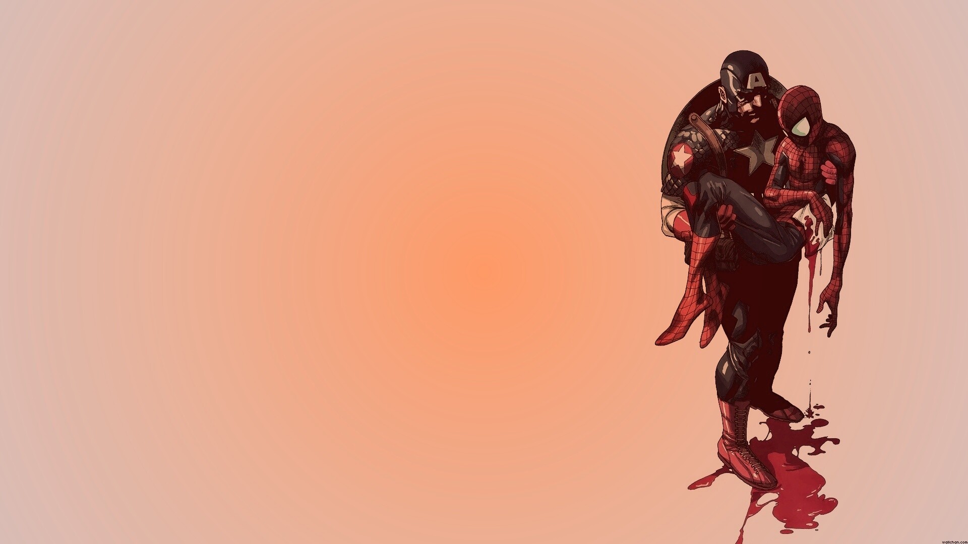 Капитан Америка и раненный Человек-паук обои