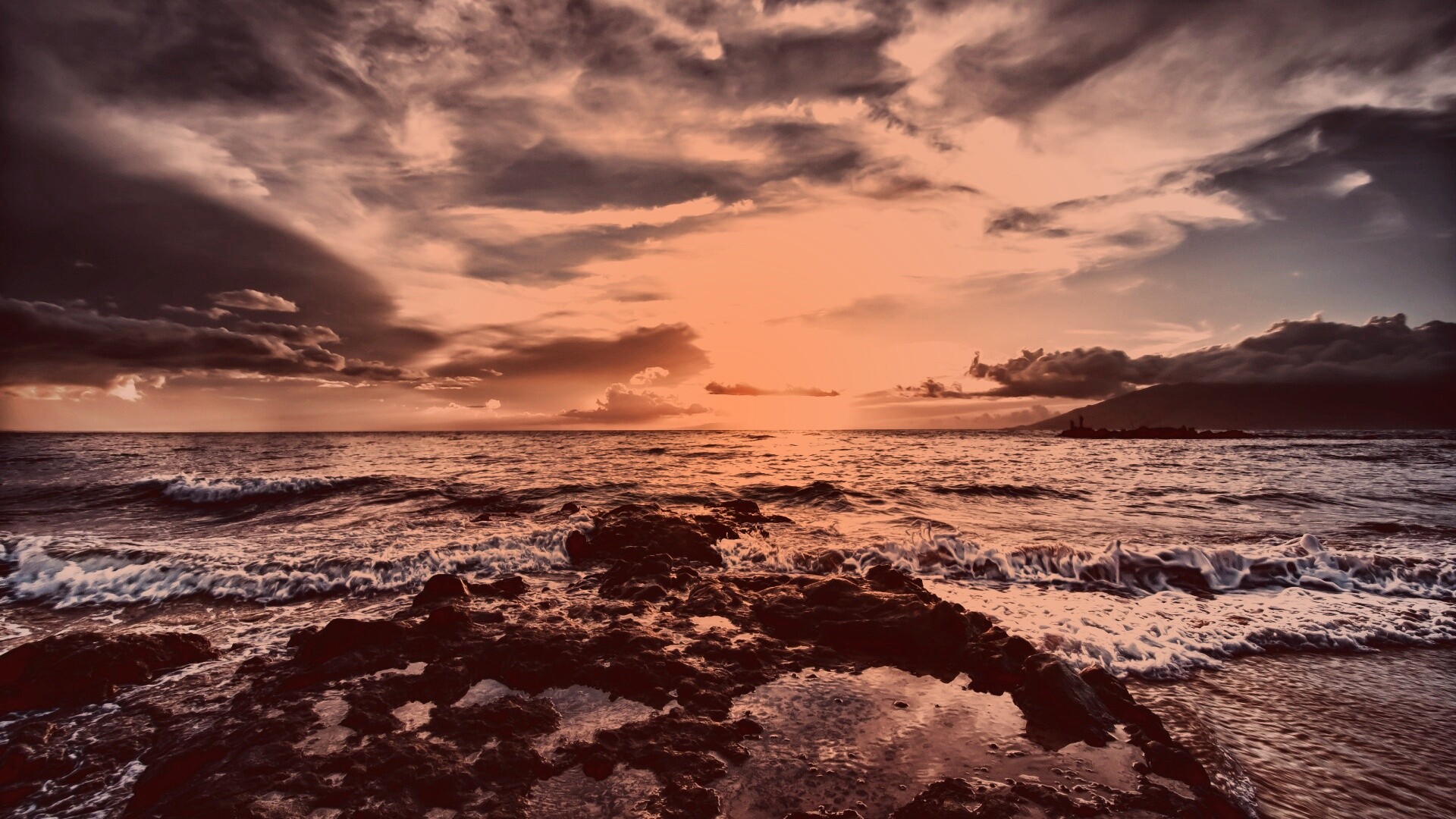 Закат на море обои