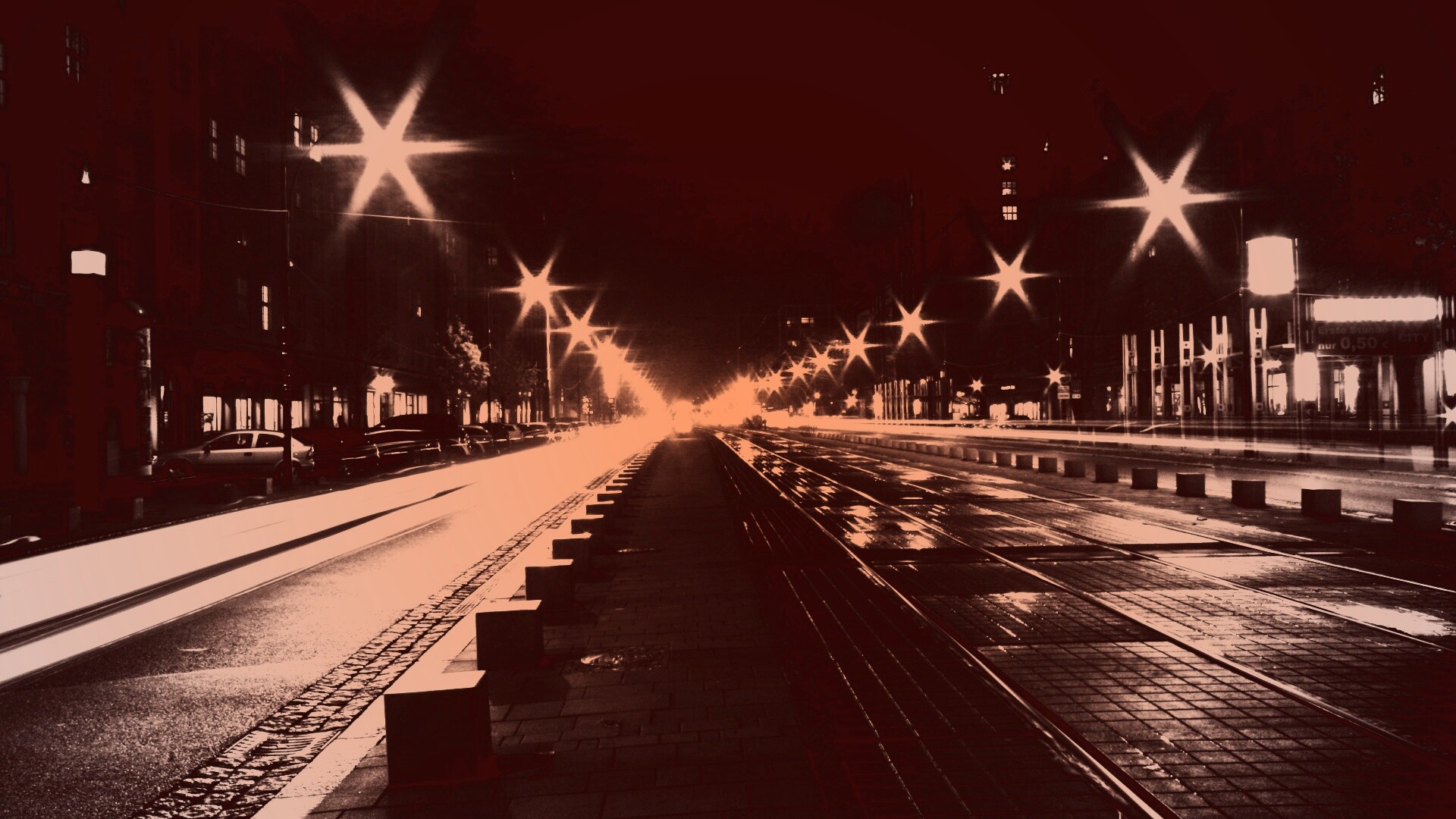 Мгновение на улице ночного города обои