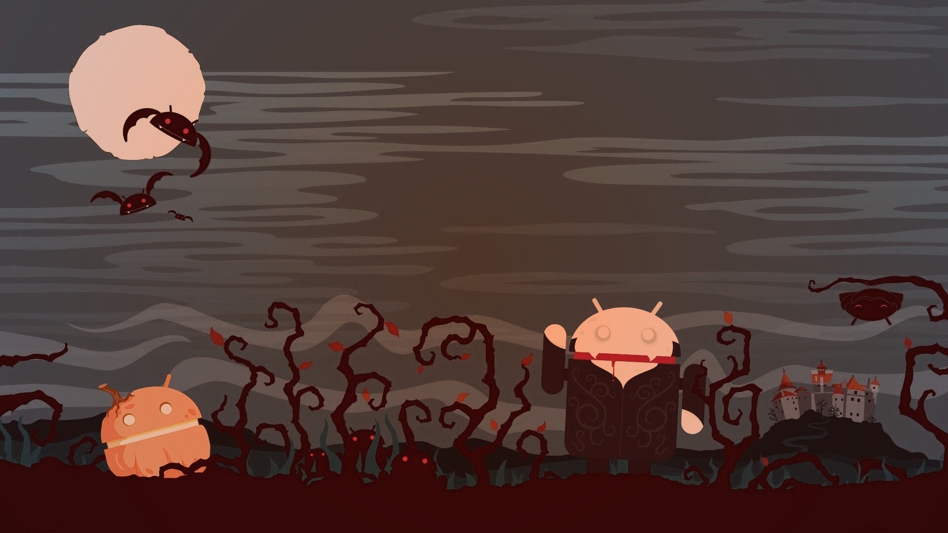 Хэллоуин в стиле Google Android обои