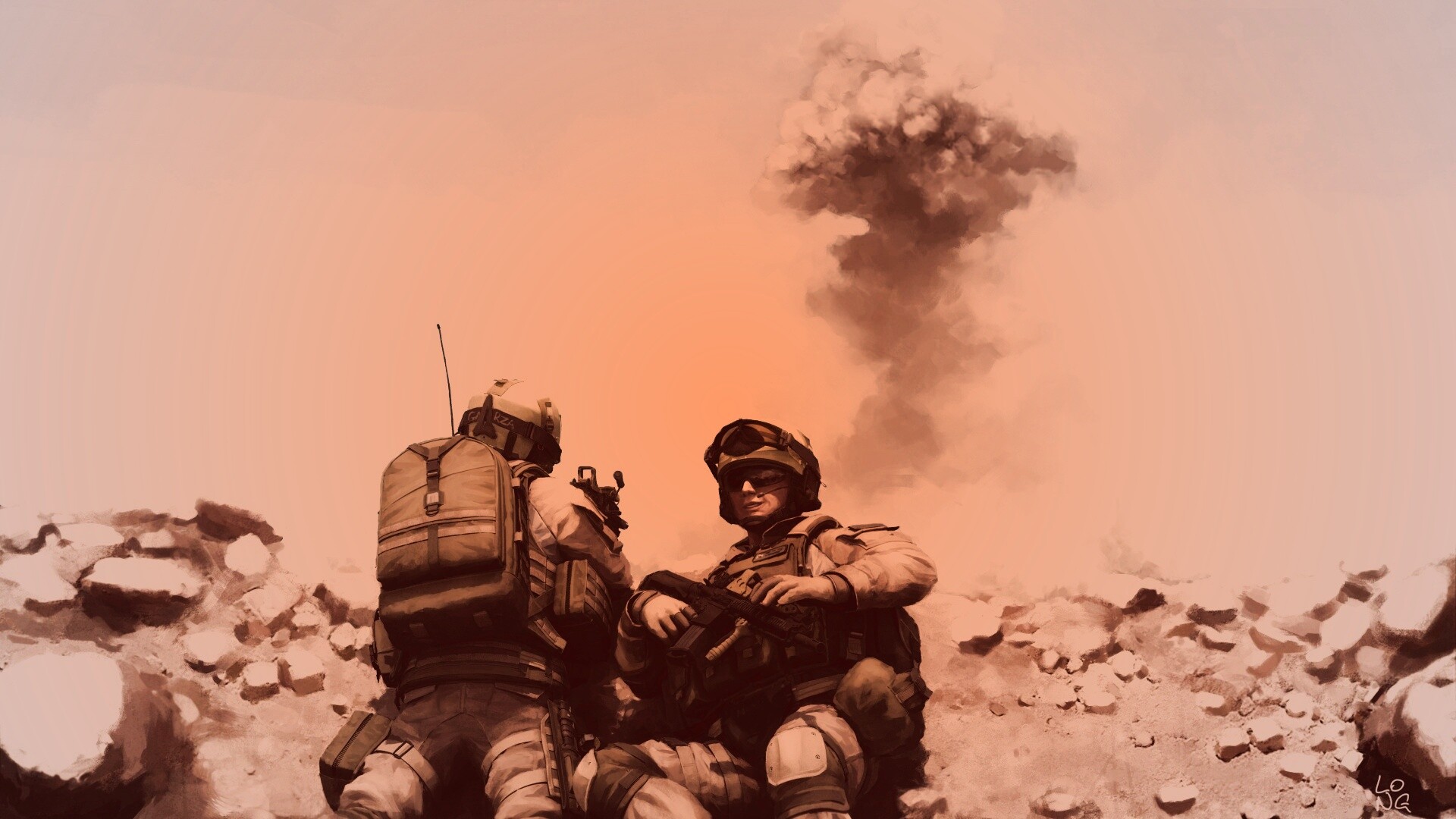 Солдаты в пустыне обои