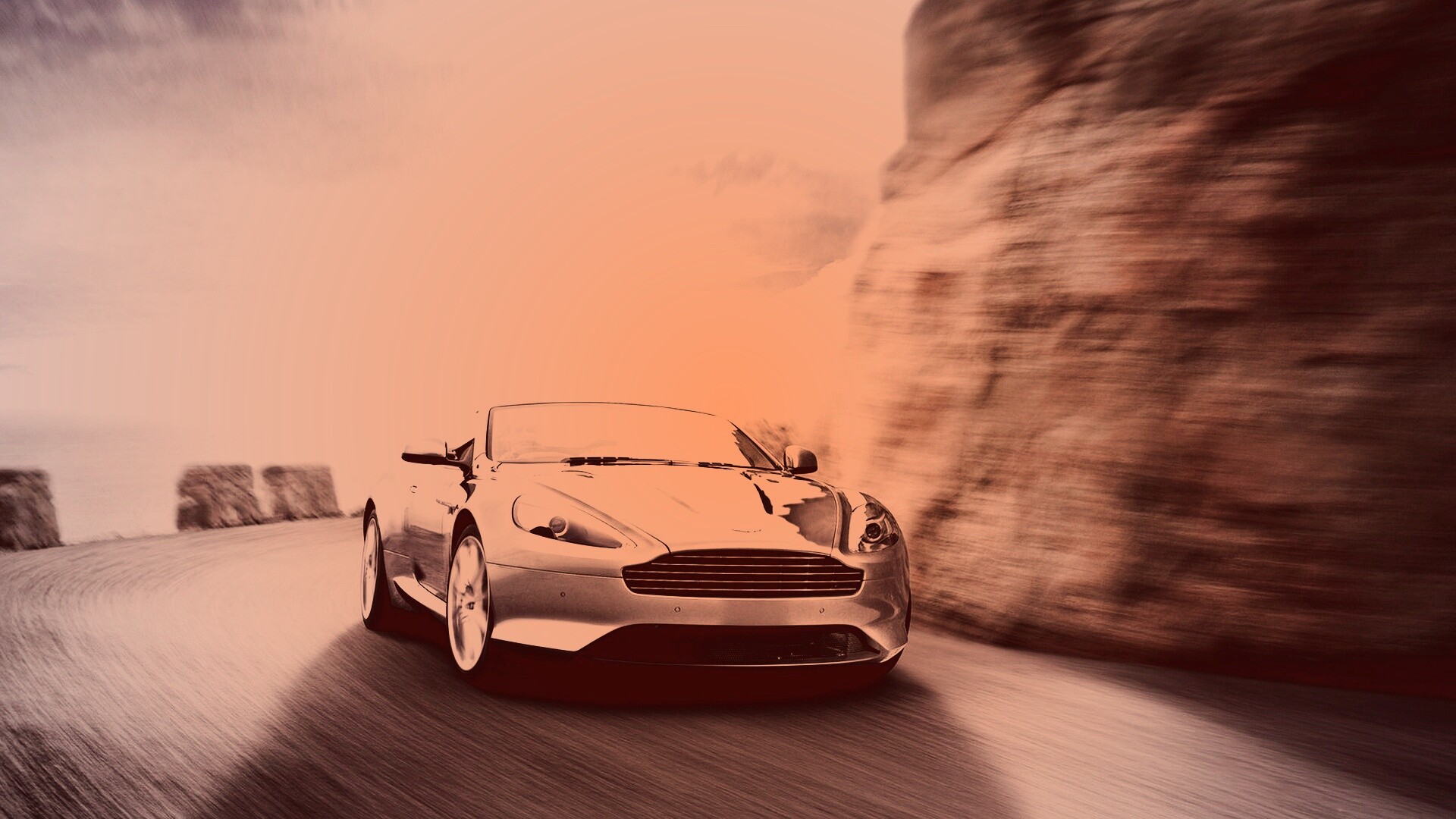 Aston Martin на повороте обои