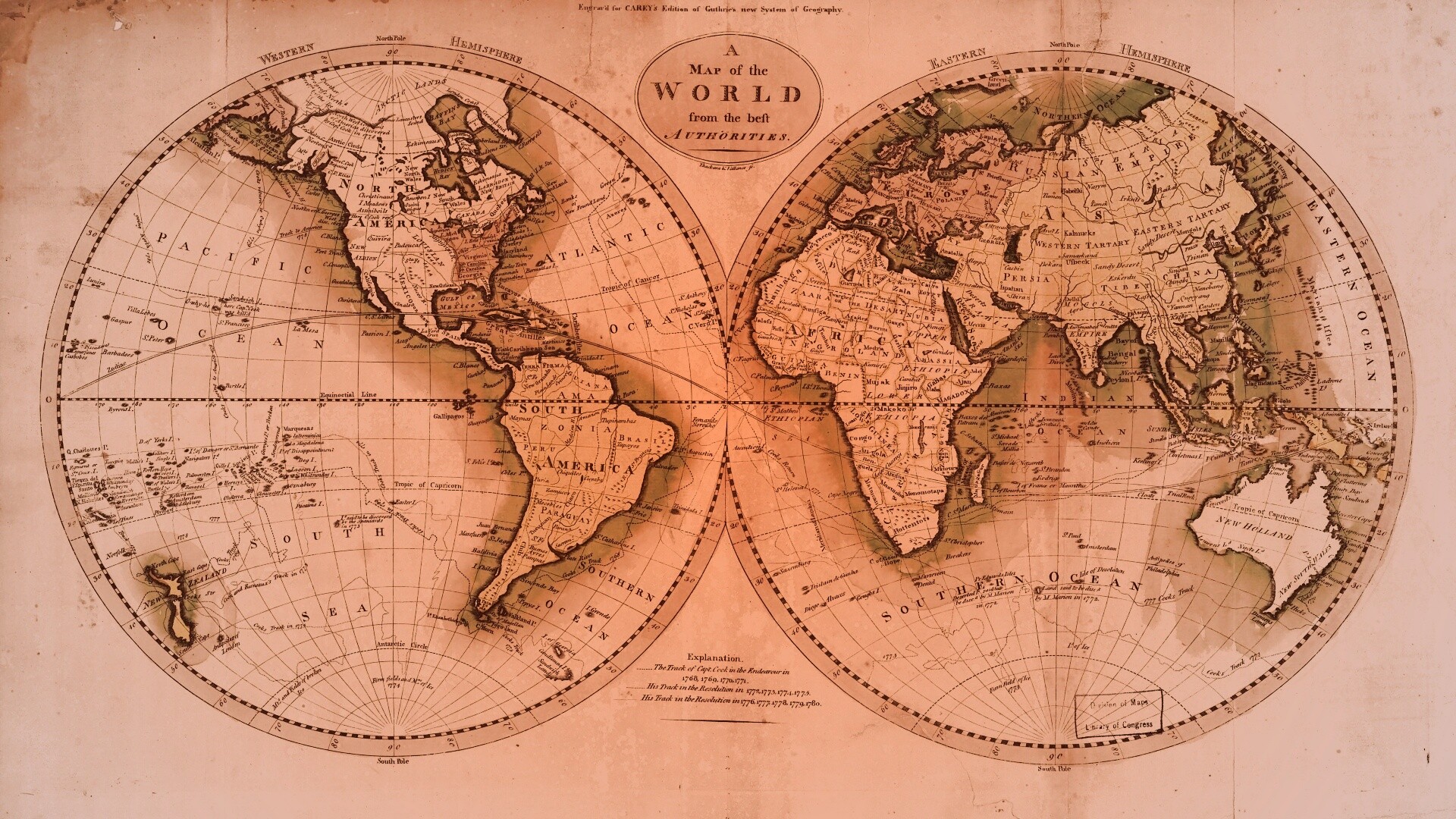 Старинная карта мира обои