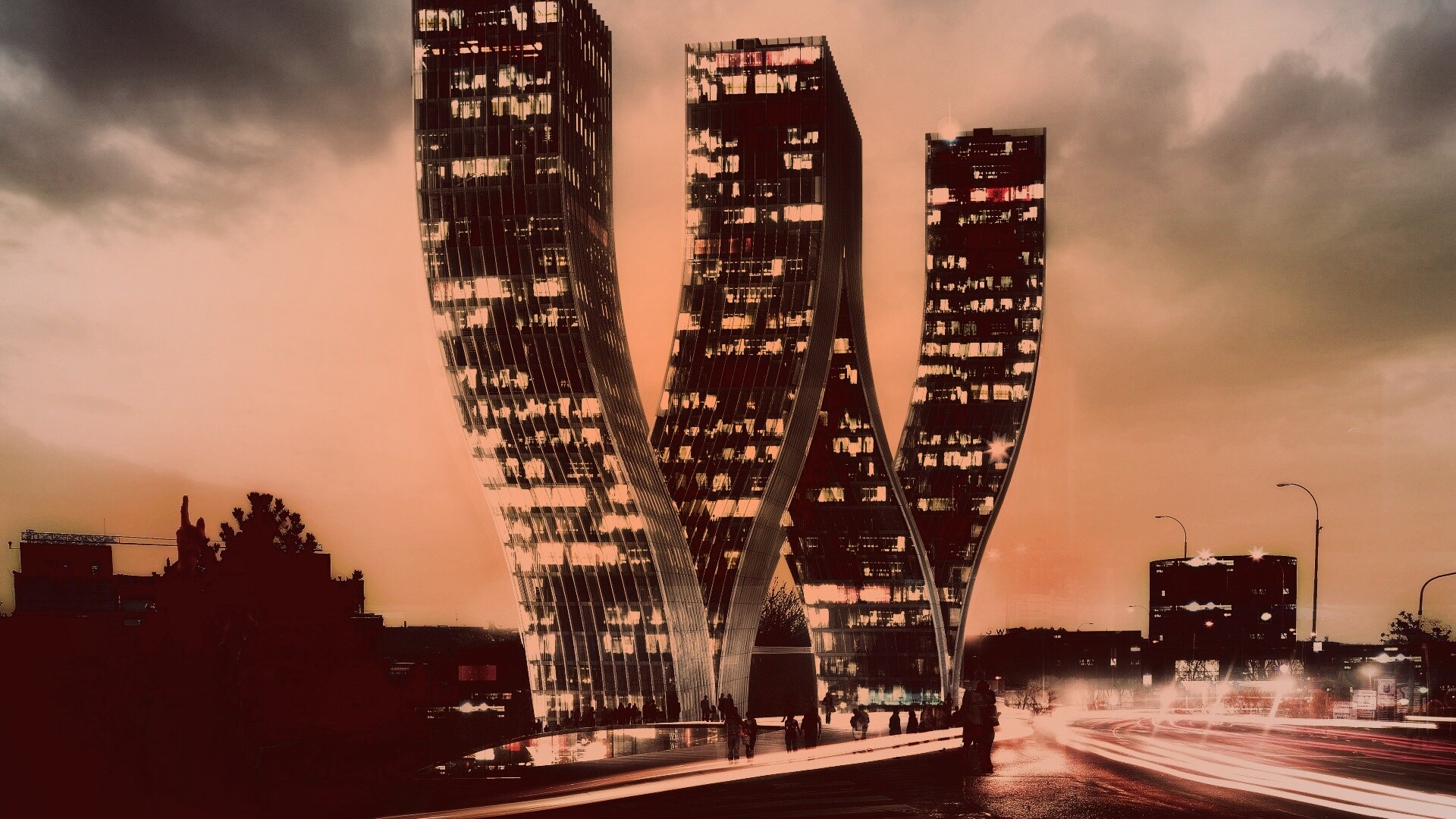 Здание в форме буквы W обои