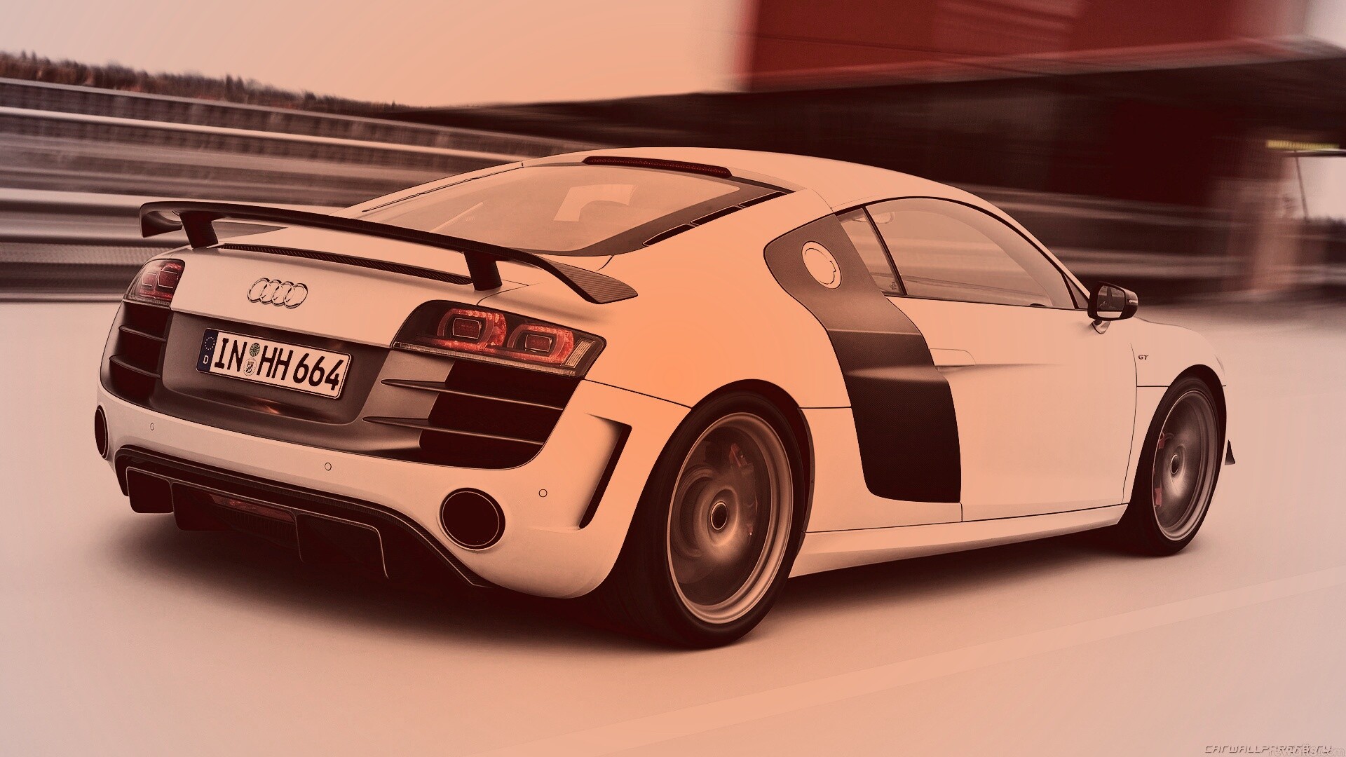 Audi R8 на скоростной трассе обои