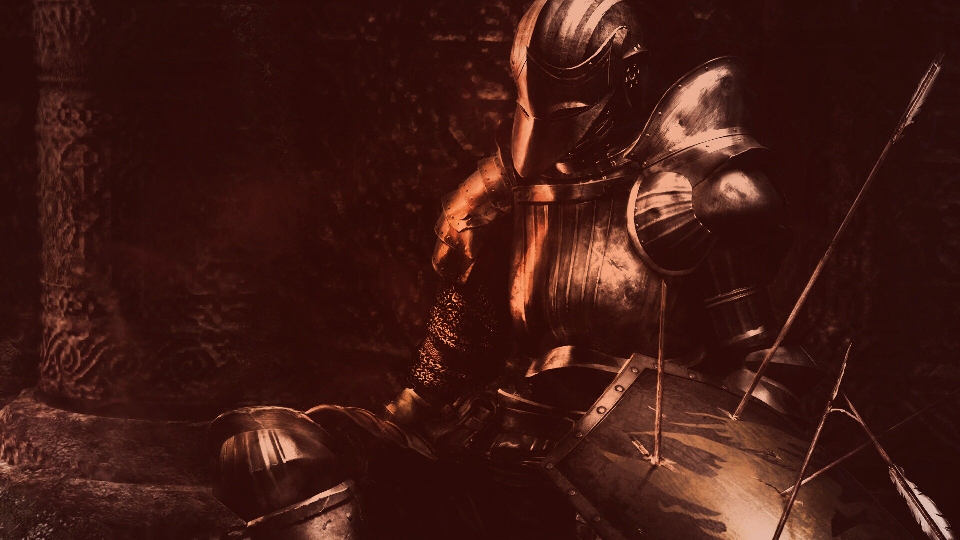 Поверженный рыцарь в доспехах обои