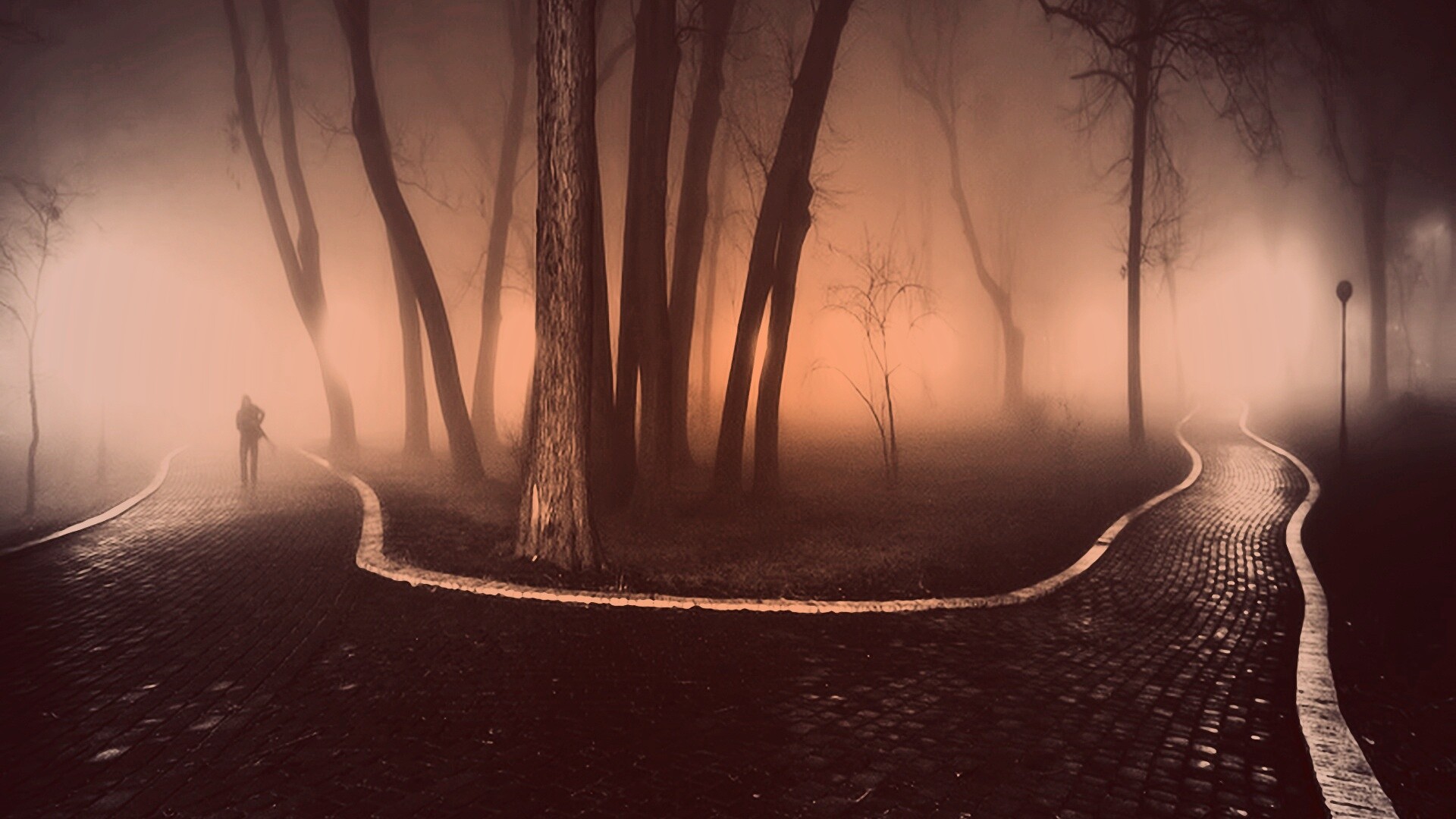 Пустынный лабиринт парковых дорожек обои