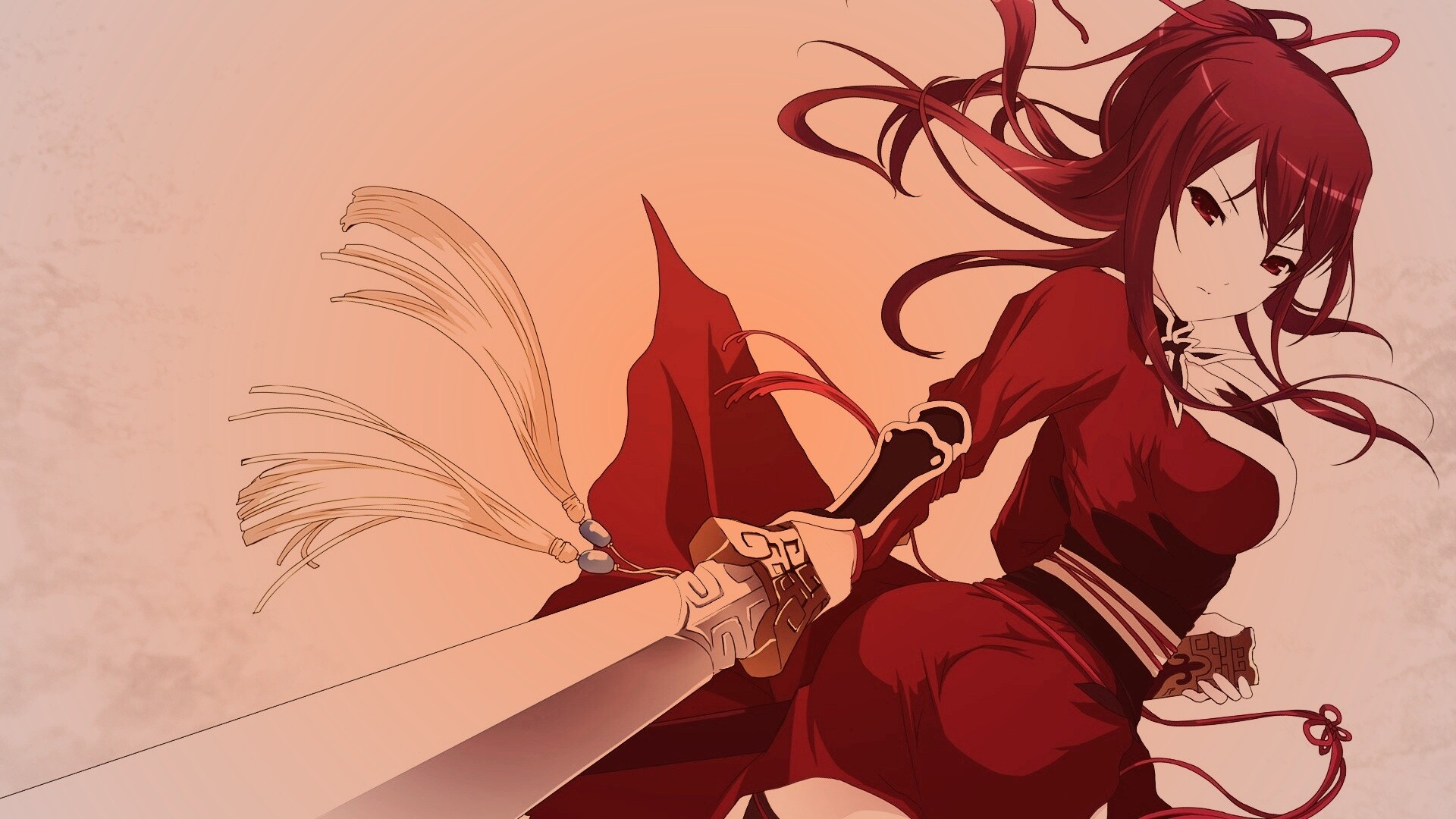 Рыжая девочка с мечем обои