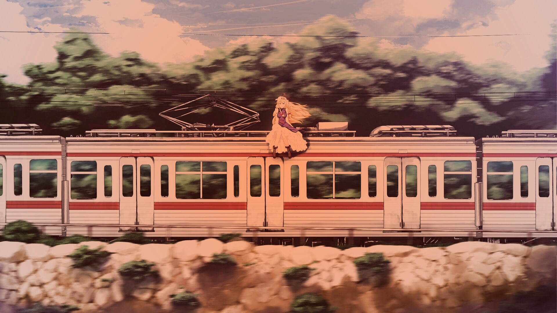 Девушка на крыше поезда обои