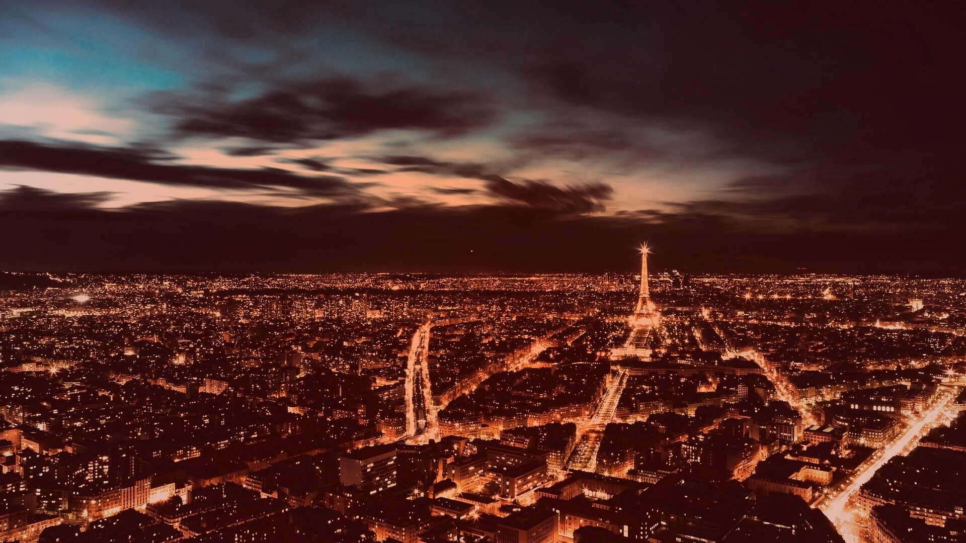 Вид на ночной Париж обои