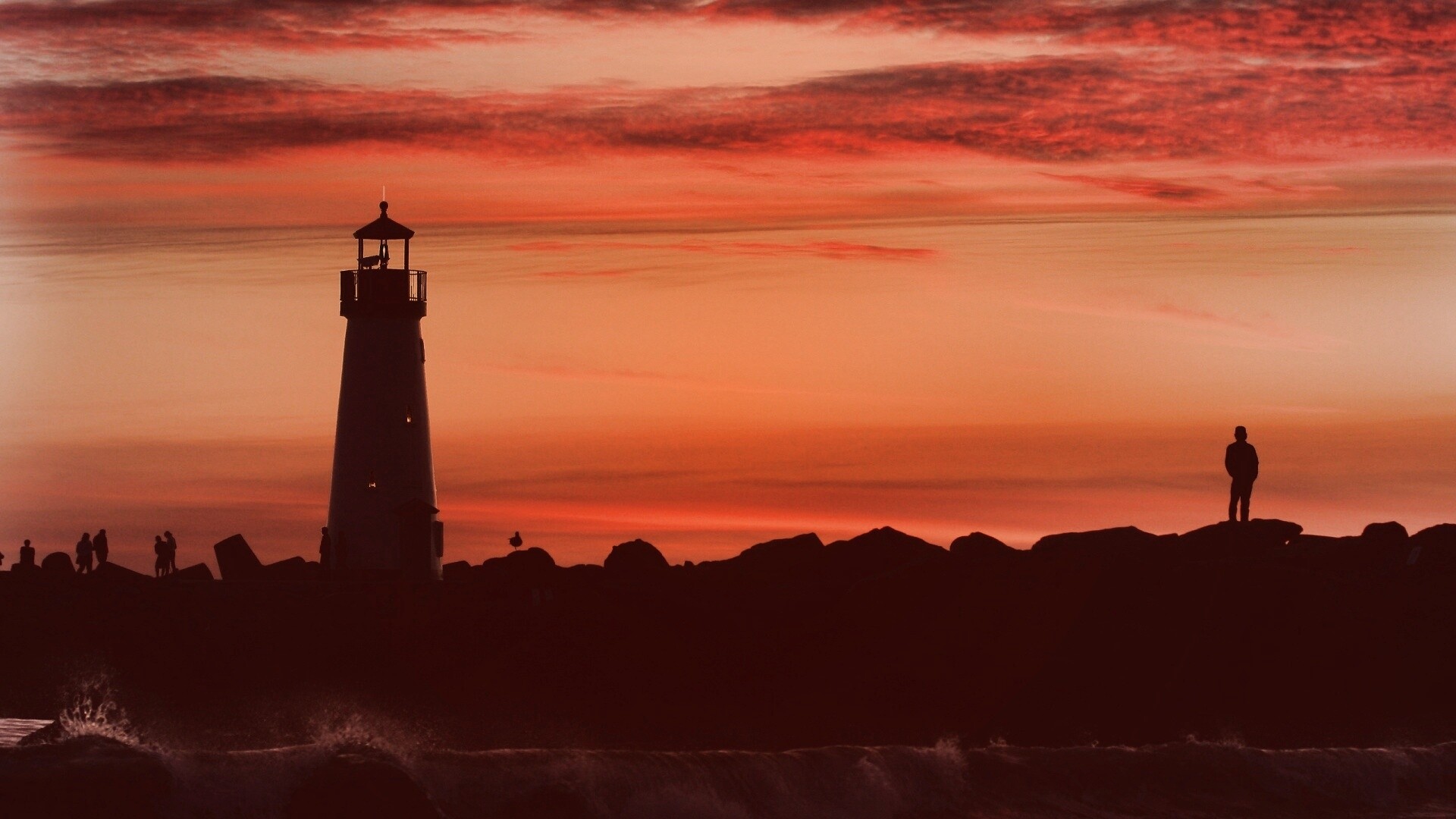 Вечерний маяк обои