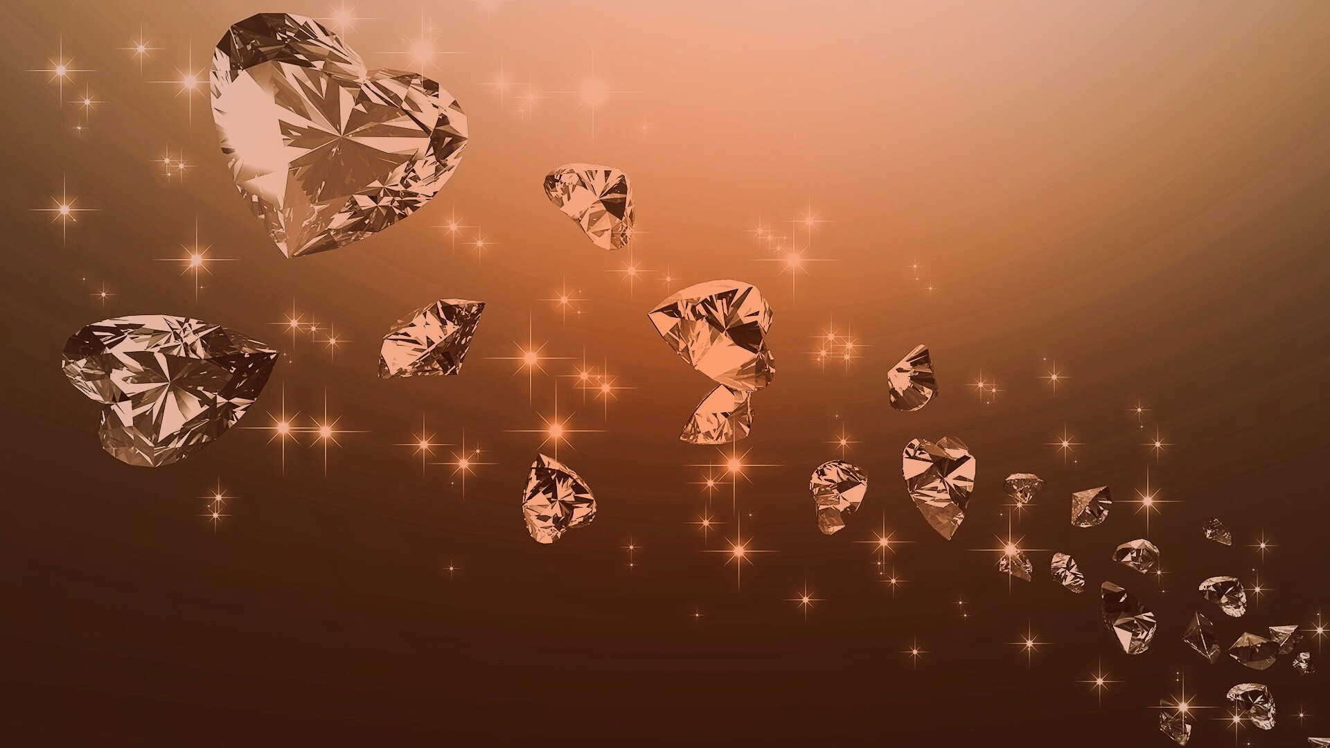 Бриллиантовые сердца обои