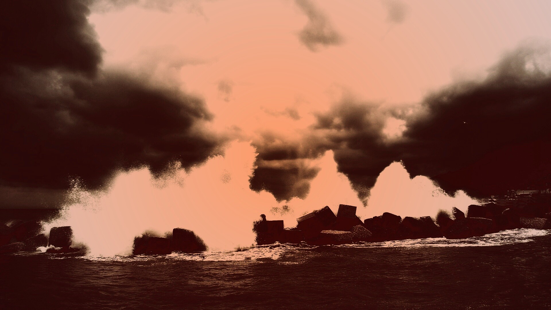 Буря в океане обои