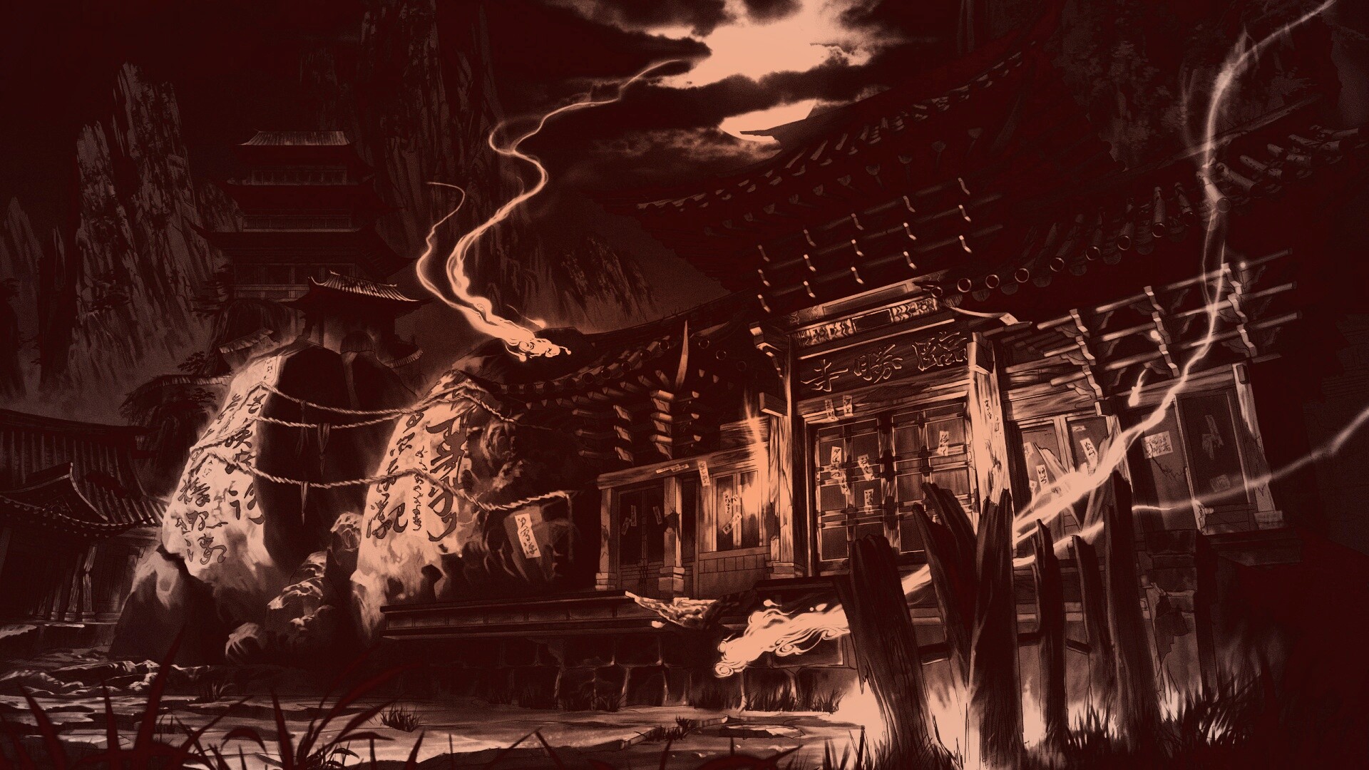 Вход в китайский храм обои