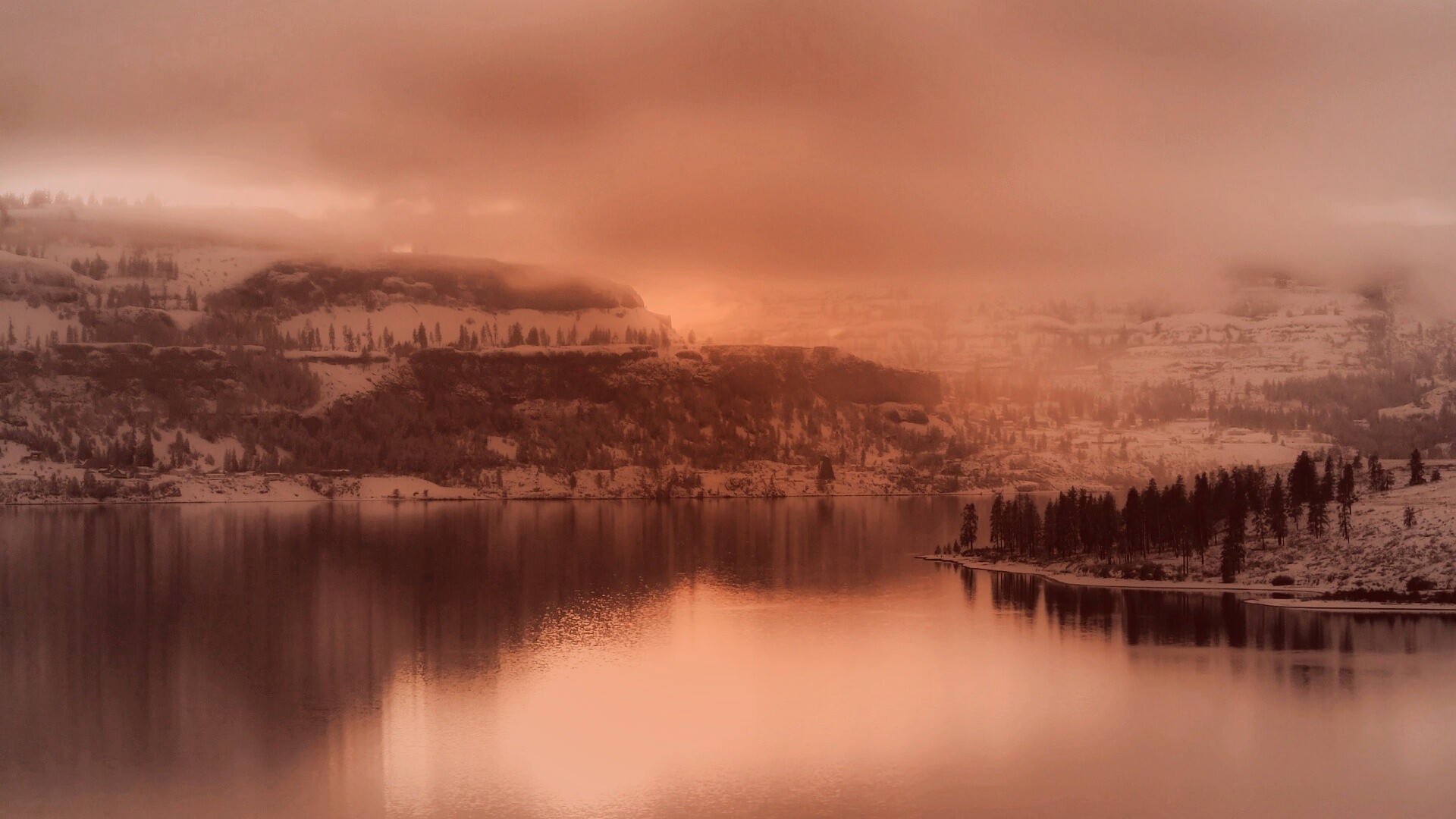 Озеро зимой обои