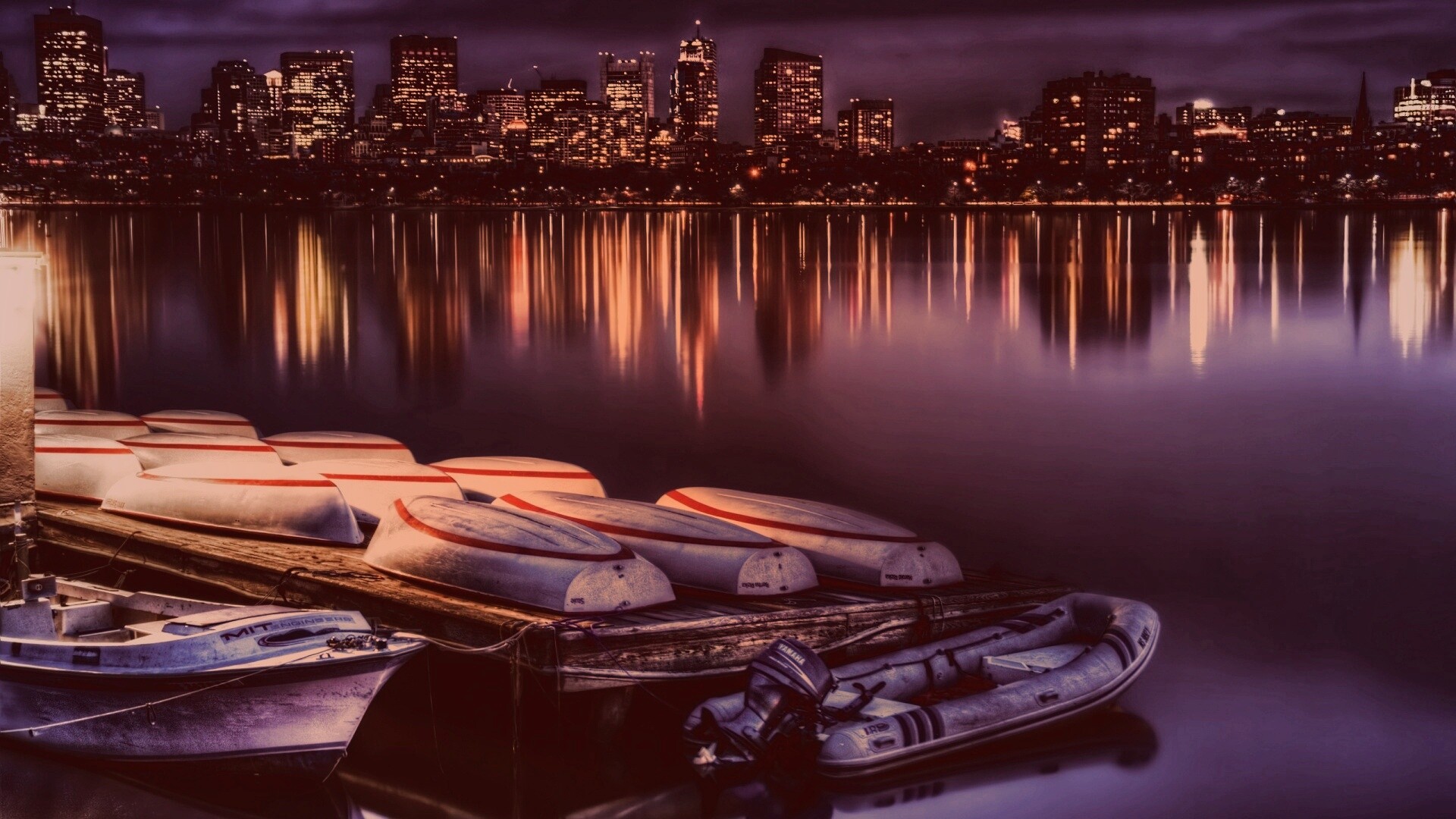 Ночной Бостон обои