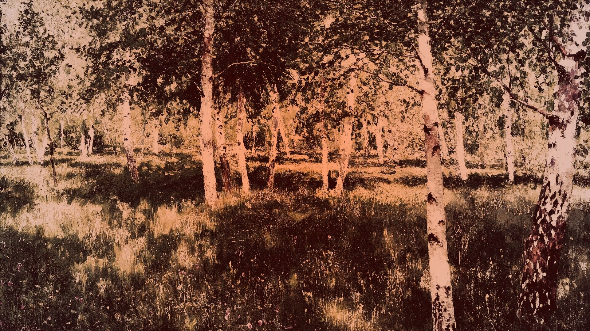 Левитан "Берёзовая роща" обои