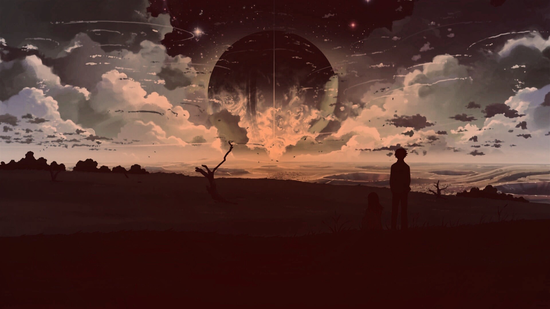 Кадр из творения Макото Синкая обои