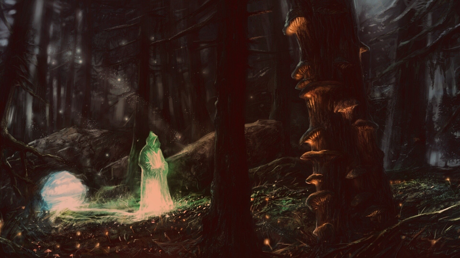 Маг света в лесу обои