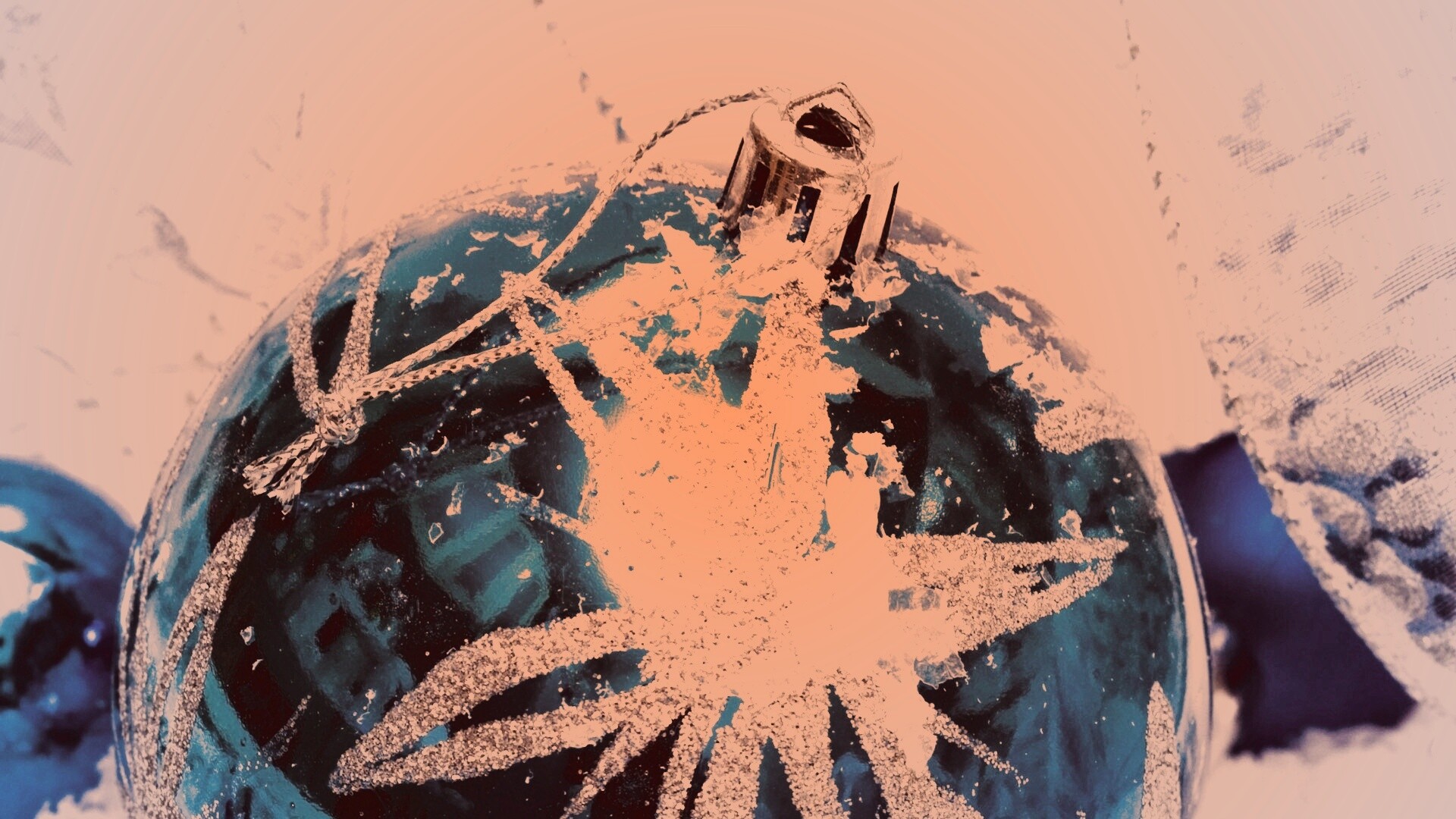 Синий елочный шар обои