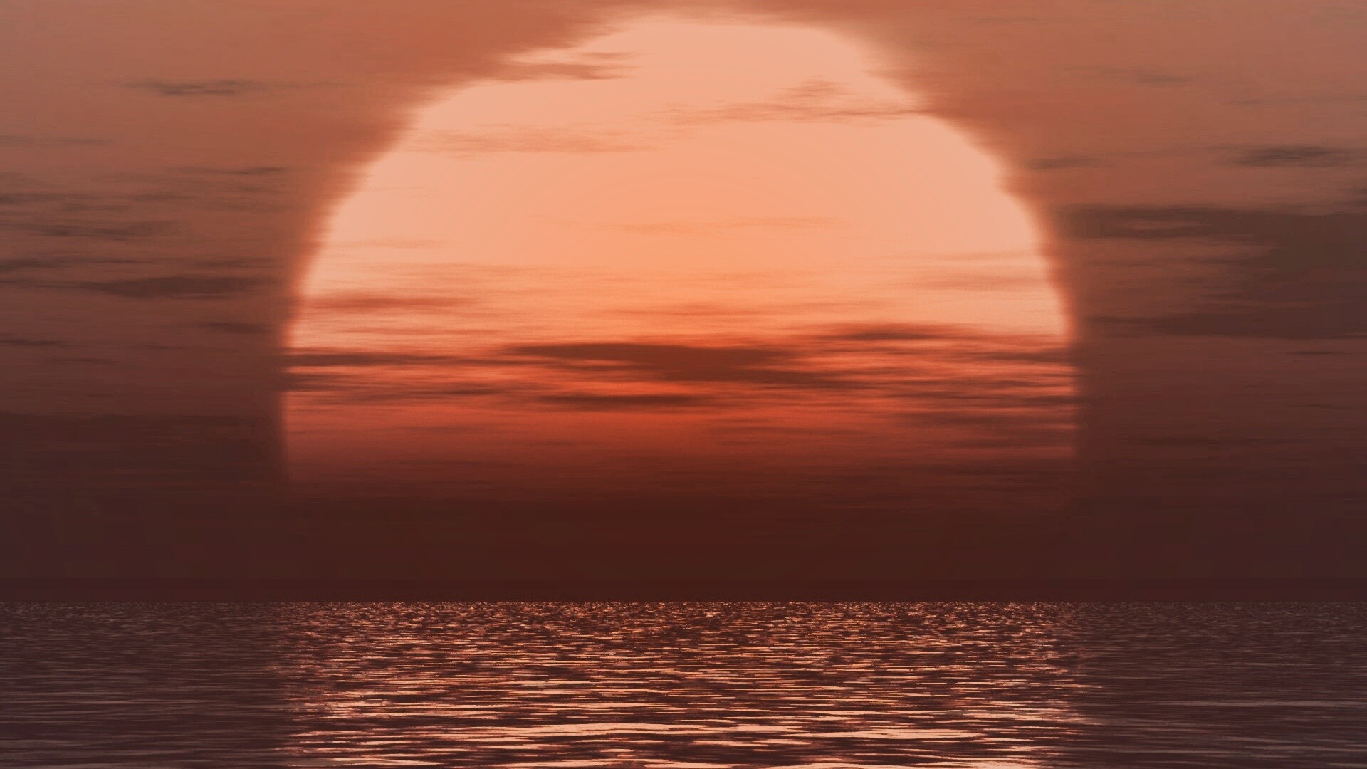 Закат над морской гладью обои