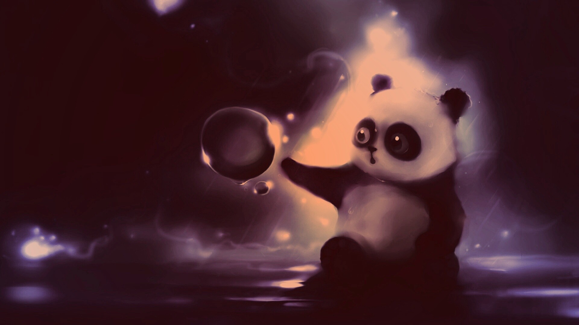 Панда и пузырек обои