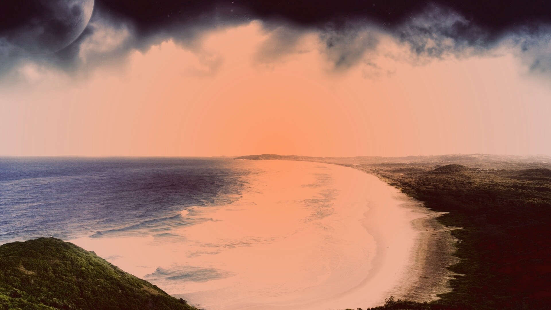 Берег до горизонта обои