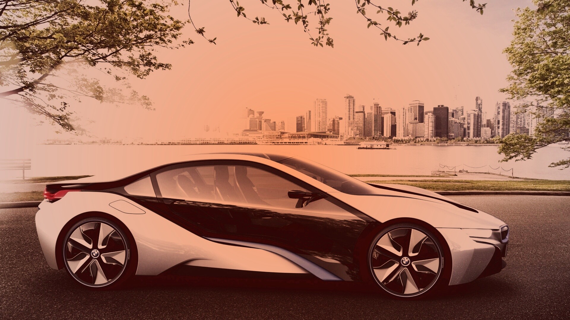 Концепт БМВ на берегу озера обои