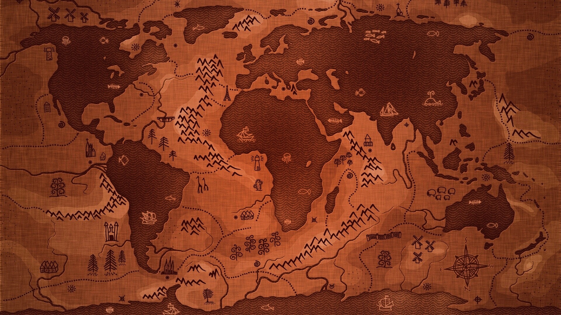 Карта мира наоборот обои